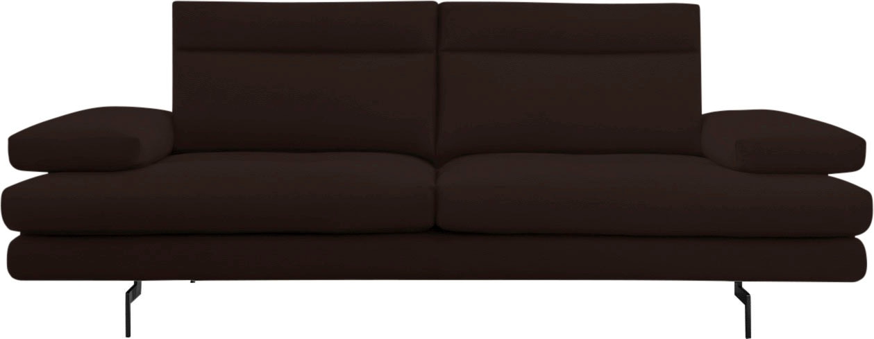 CALIA ITALIA 3-Sitzer »Toby Wing, Designsofa, hochwertige Verarbeitungsdetails, bequem«, inkl. Sitztiefenverstellung und Armteilfunktion, Füße in Schwarz matt
