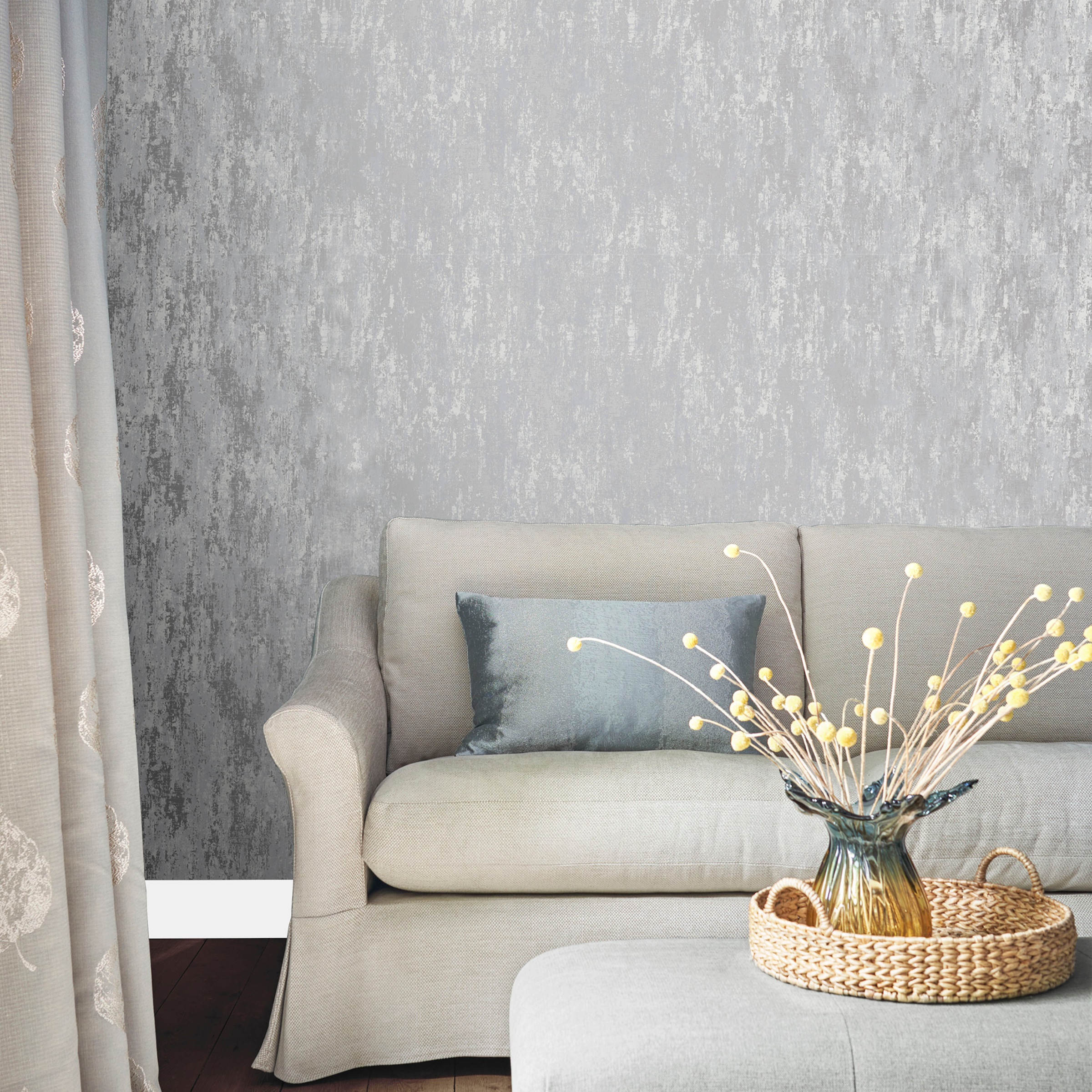 LAURA ASHLEY Vliestapete »Laura Ashley Whinfell Silver Vliestapete«, Steinoptik, Laura Ashley Whinfell Silver Vliestapete