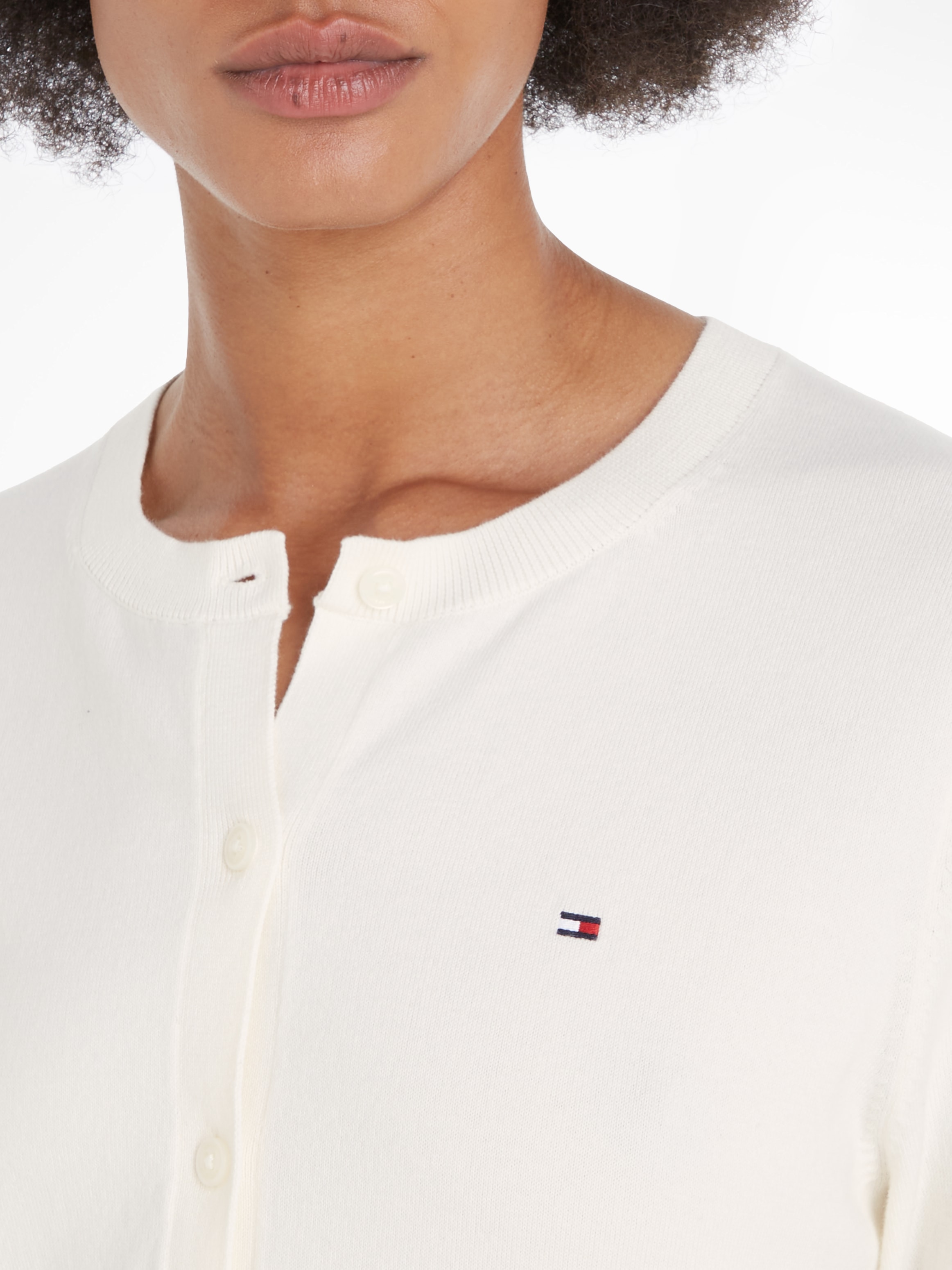 Tommy Hilfiger Cardigan »CO JERSEY STITCH CARDIGAN«, mit Logostickerei