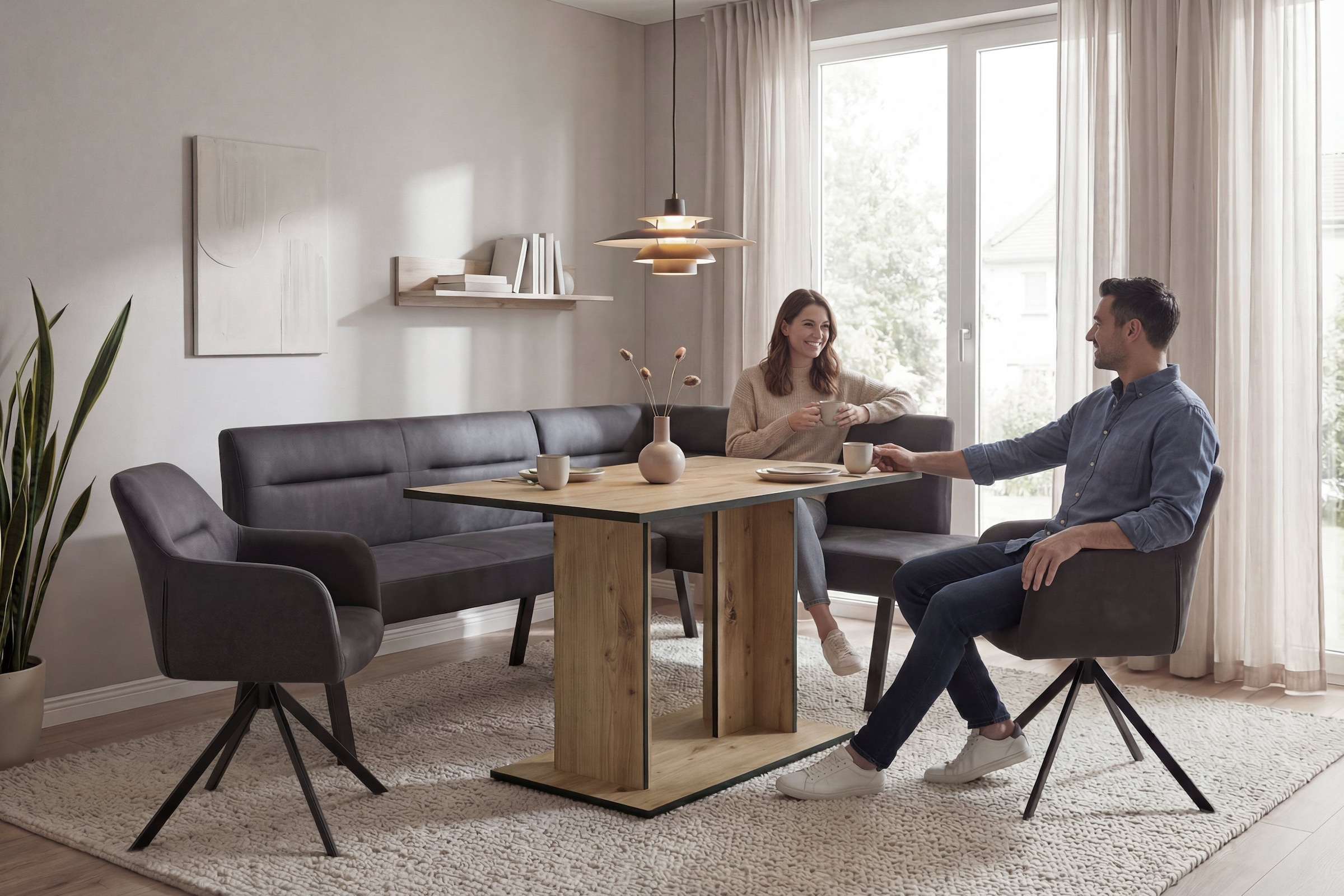 byLIVING Säulen-Esstisch »TOM« Artisan Eiche (Eiche-Optik), 100 kg, 4 Sitzplätze, Säule: 25 x 56,6 cm