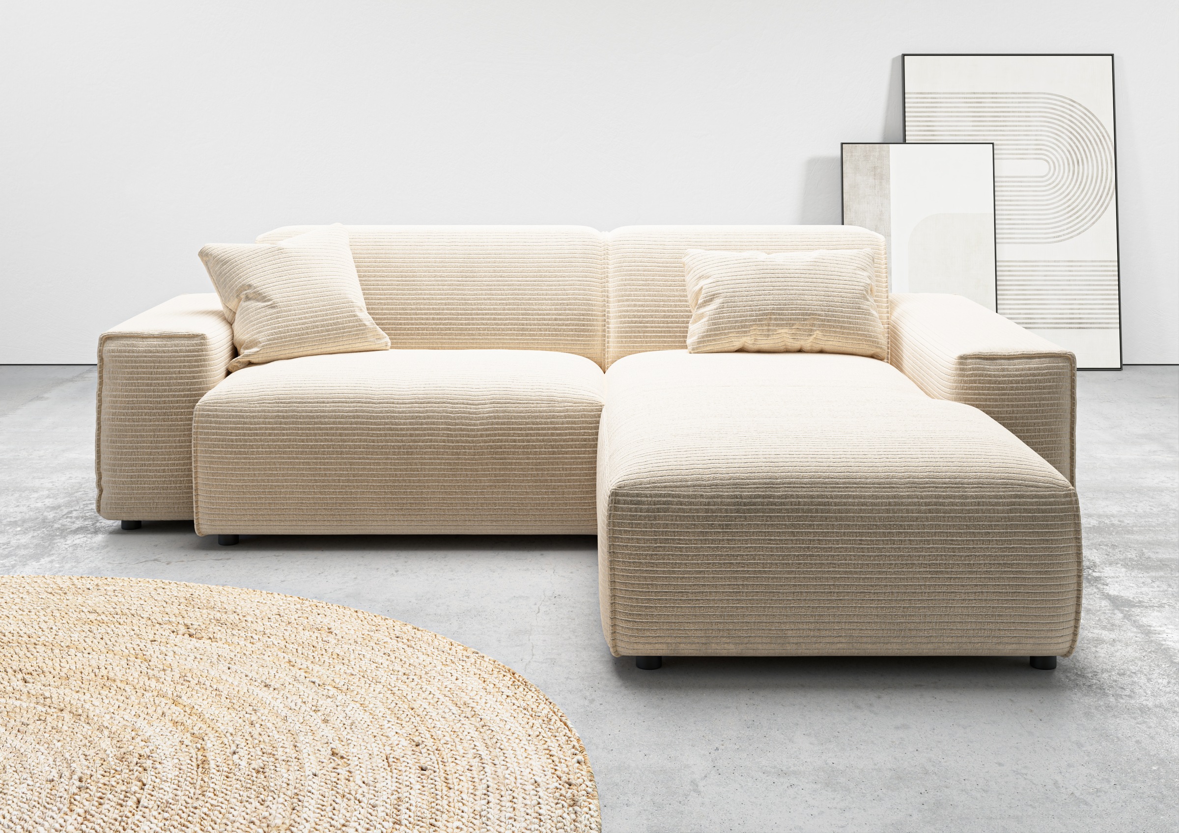 andas Ecksofa »Glimminge L-Form auch in Breitcord, Feincord + Easy care-Bezug,«, Breite 234, Zierkissen
