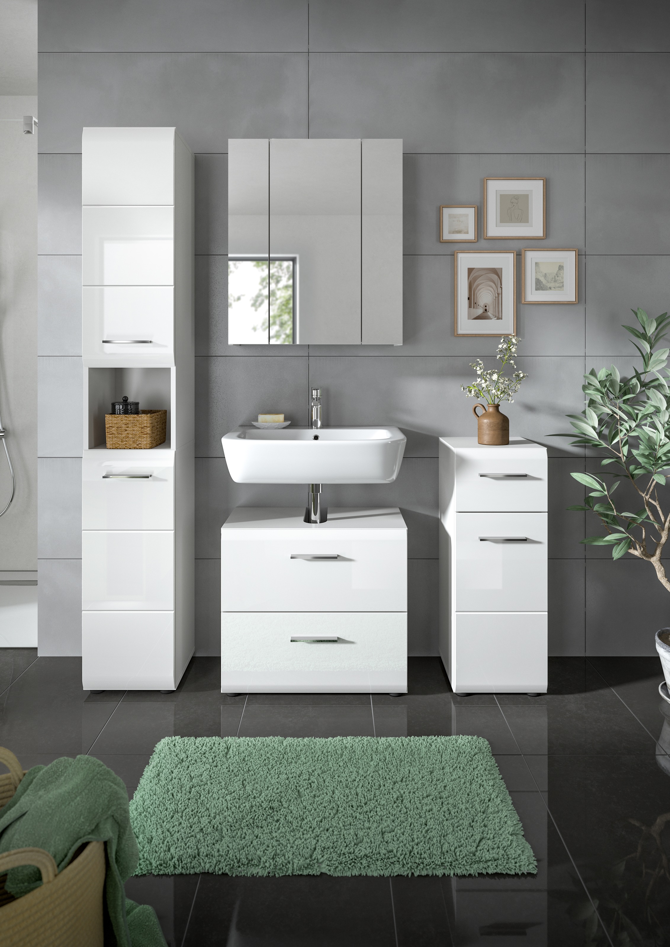 INOSIGN Badezimmer-Set Set, 4 Stk. tlg. Florenz, Badkombination 4-tlg., Wei günstig online kaufen