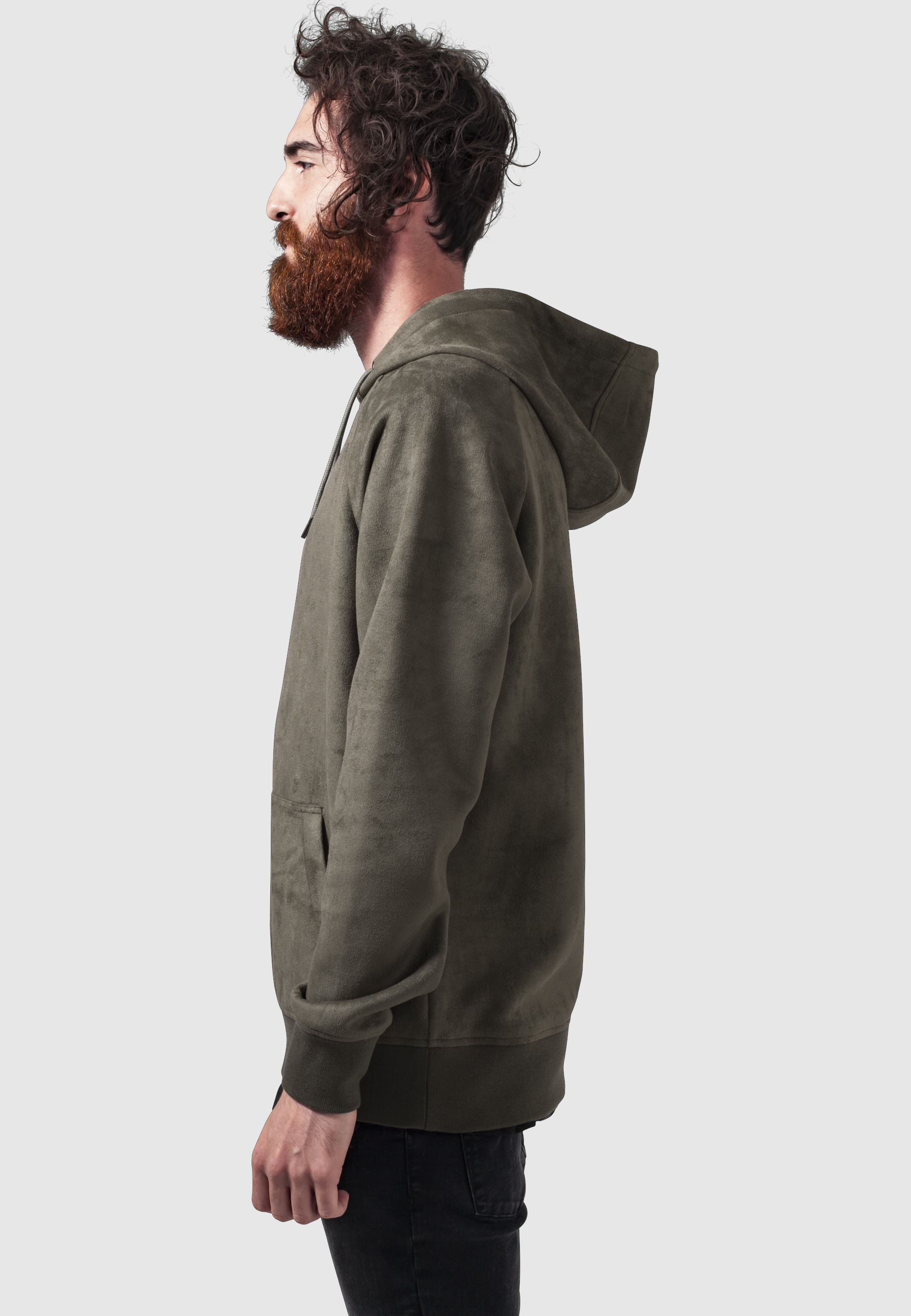 URBAN CLASSICS Rundhalspullover »Urban Classics Herren Imitation Suede Hoody« 1 Stk.