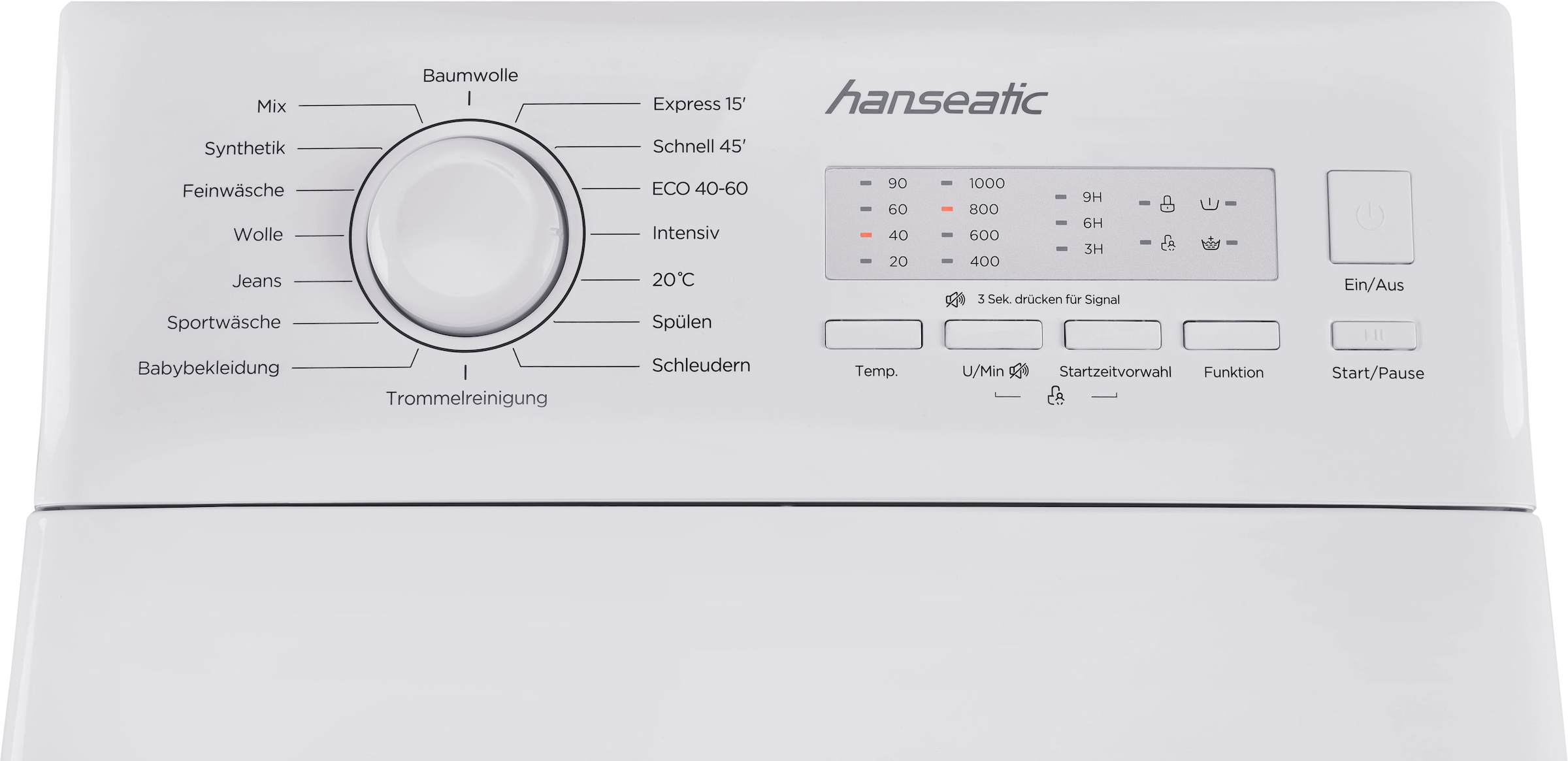 Hanseatic Waschmaschine Toplader, HTW610D, 6 kg, 1000 U/min, Mengenautomatik, Überlaufschutzsystem