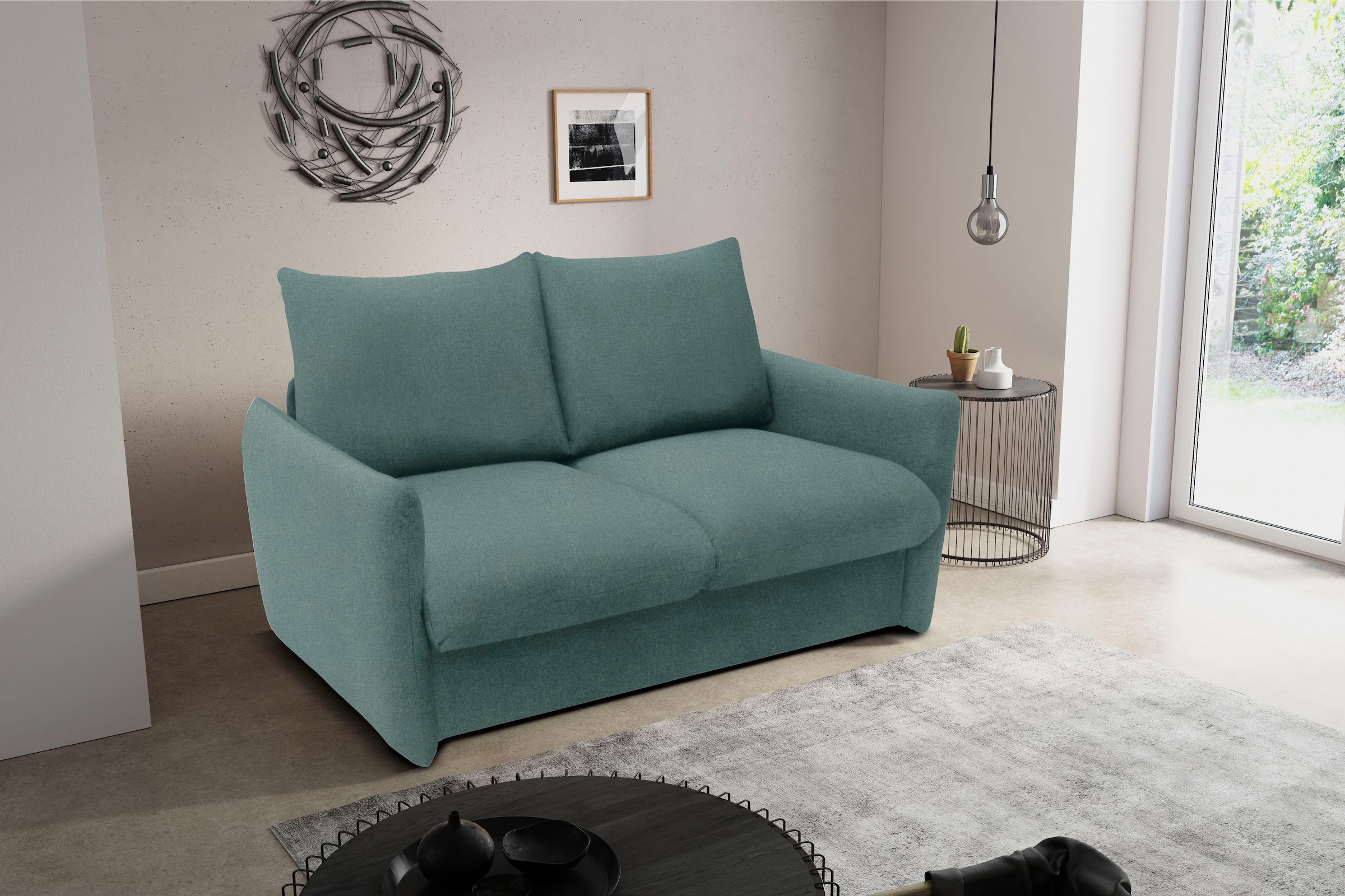 DOMO collection Schlafsofa »700023 Schlaffunktion, Federkern, 2-Sitzer, stabile Liegefläche«, Sitzflächen einzeln ausklappbar zum Schlafen, Relaxen und Entspannen