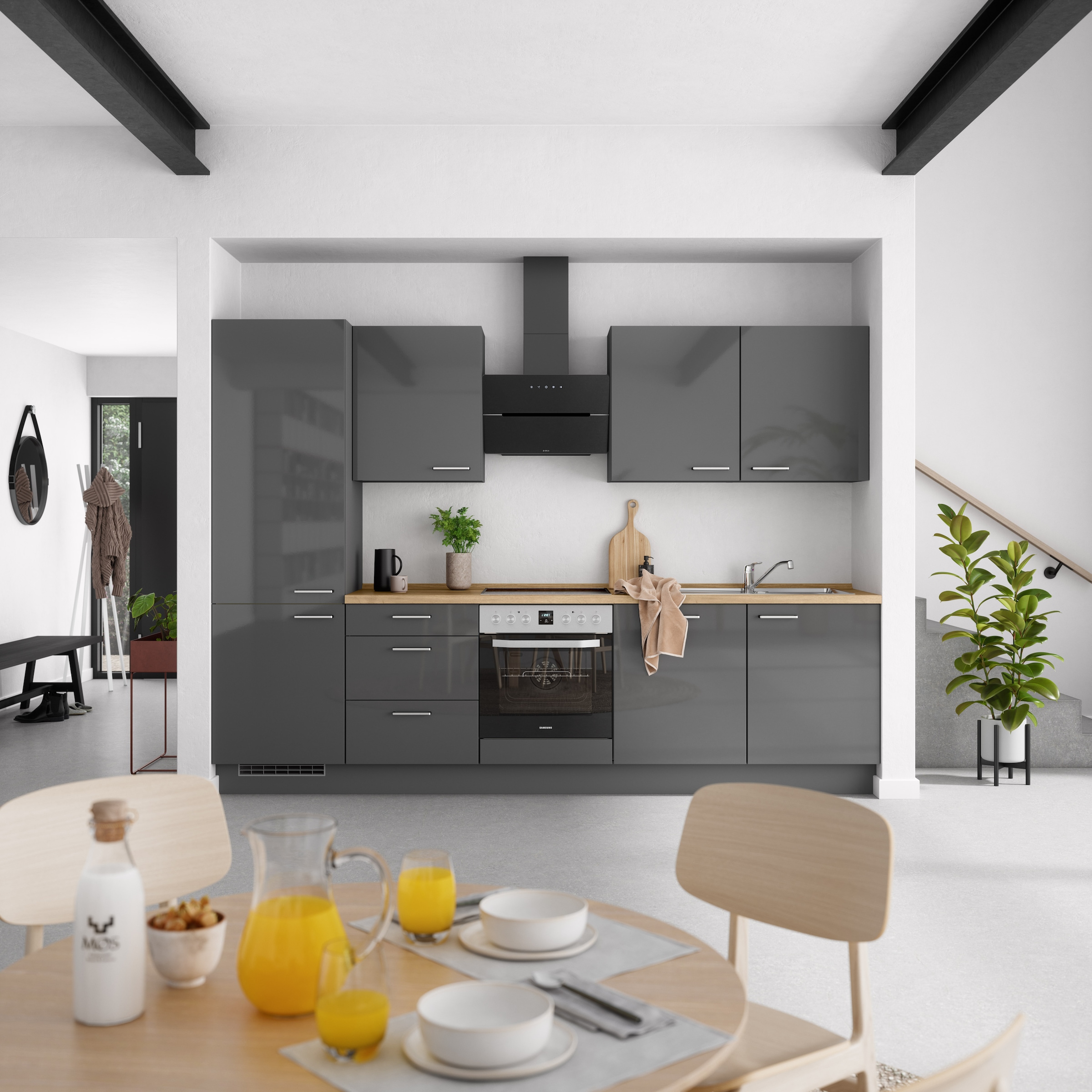 nobilia® Küchenzeile »"Flash II"«, vormontiert, Ausrichtung wählbar, Breite 300 cm, wahlw. mit E-Geräten