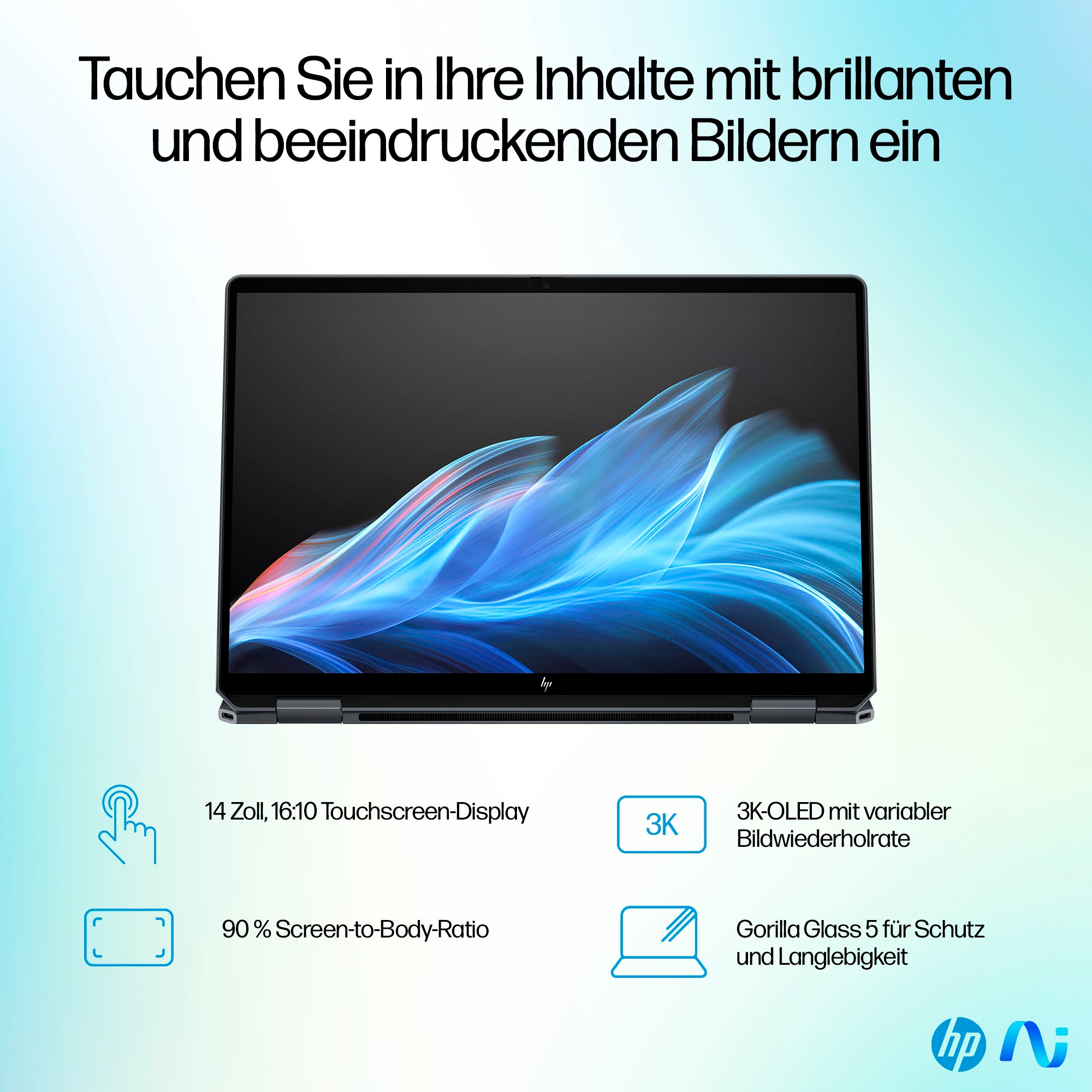 HP Convertible Notebook »OmniBook Ultra Flip 14-fh0091ng«, 35,6 cm, / 14 Zoll, Intel, Core Ultra 9, ARC, 1000 GB SSD