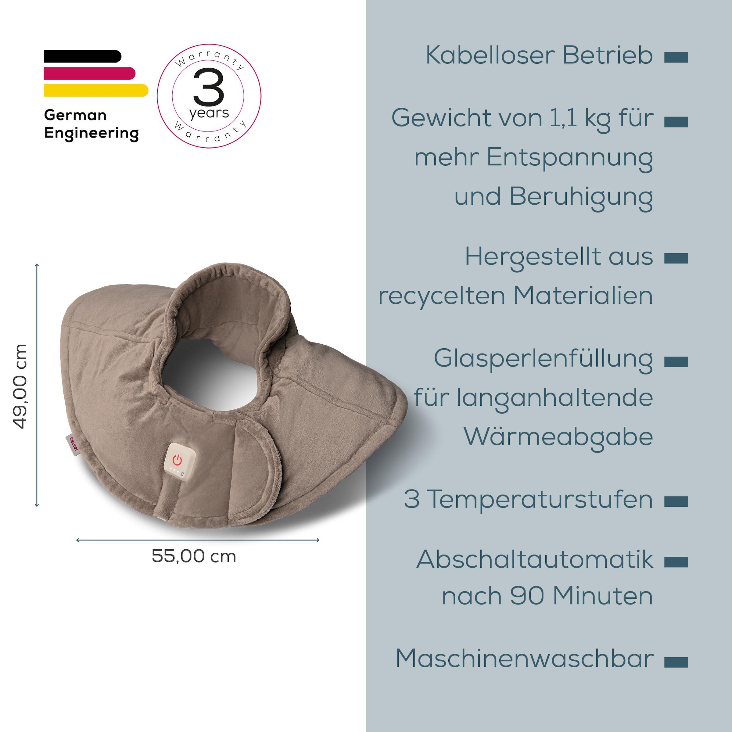 BEURER Schulter-/Nacken-Heizkissen »HK 165 Huggy smokey-taupe aus flauschigem Material« Ergonomisches, kabelloses Schulterheizkissen mit Gewicht