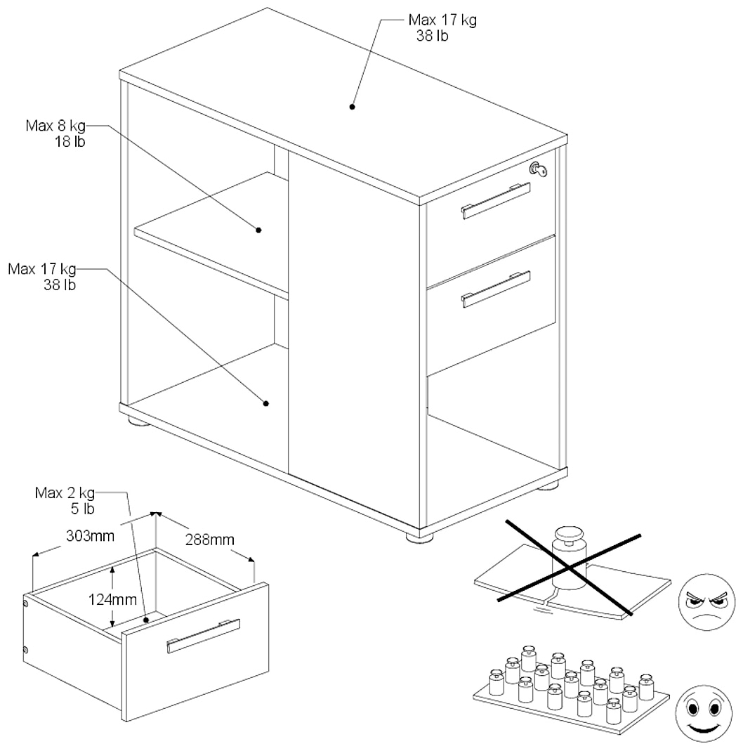 Parisot Büromöbel-Set »Start Up« Set, 3-tlg., 3 tlg. Gesamtarbeitsfläche 189 x 80 cm
