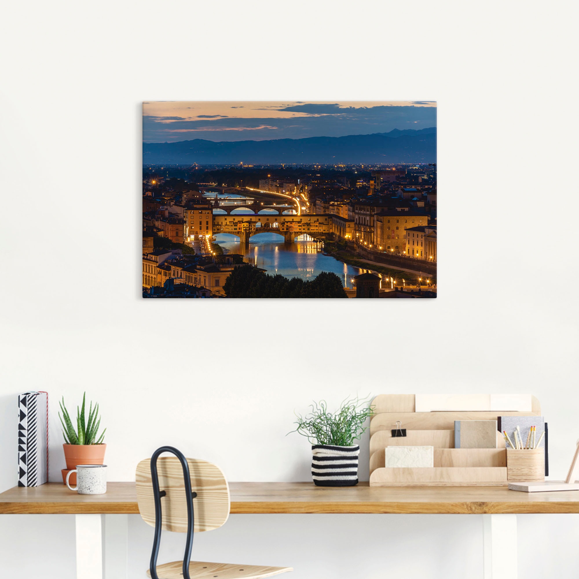 Artland Wandbild »Brücke Ponte Vecchio über dem Arno in Florenz«, Florenz, (1 St.), als Alubild, Leinwandbild, Wandaufkleber oder Poster in versch. Größen