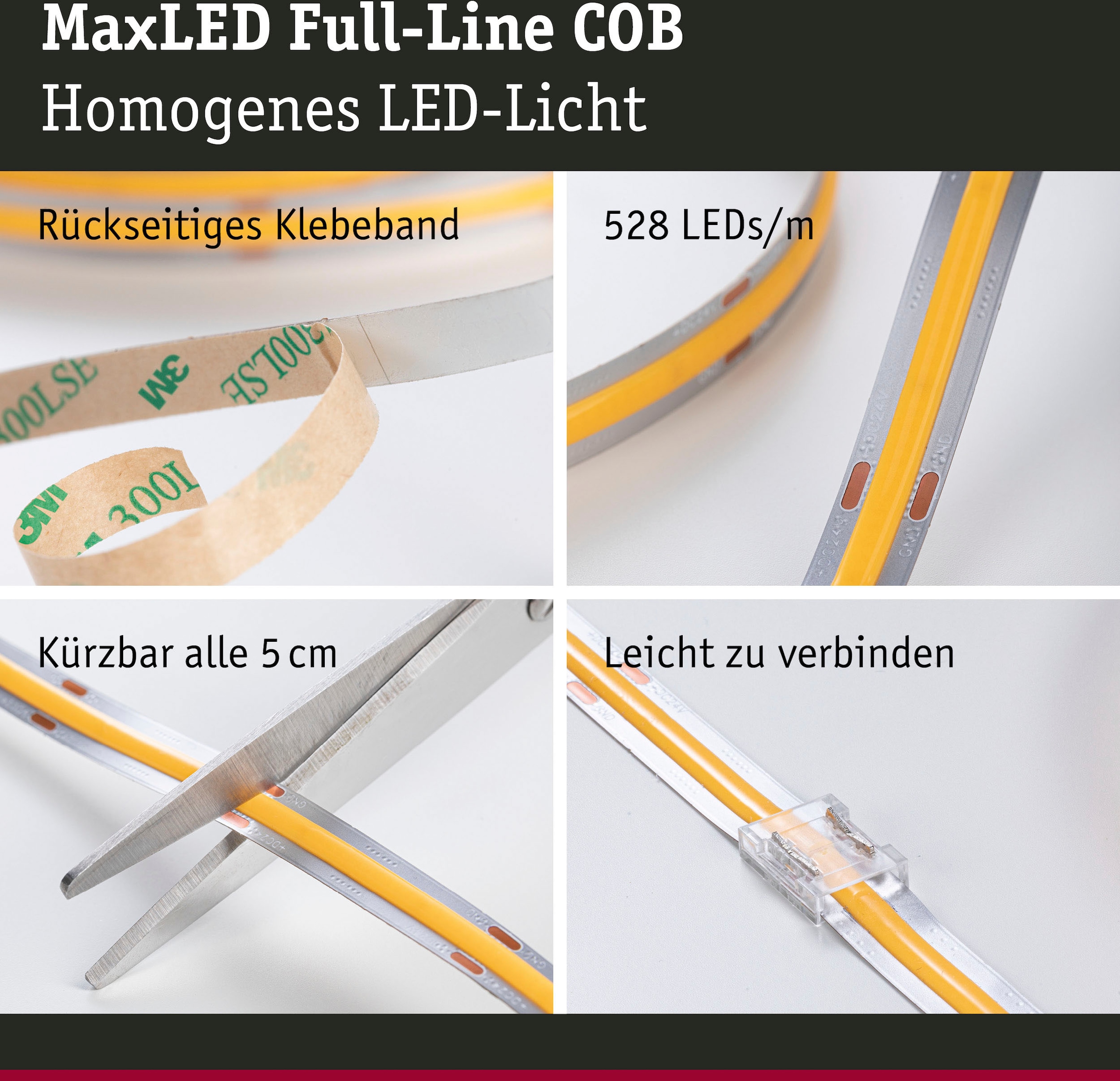 Paulmann LED-Streifen »MaxLED 1000 Full-Line COB Einzelstripe 2,5m Warmweiß 30W 2700lm 2700K«, 1 St.-flammig
