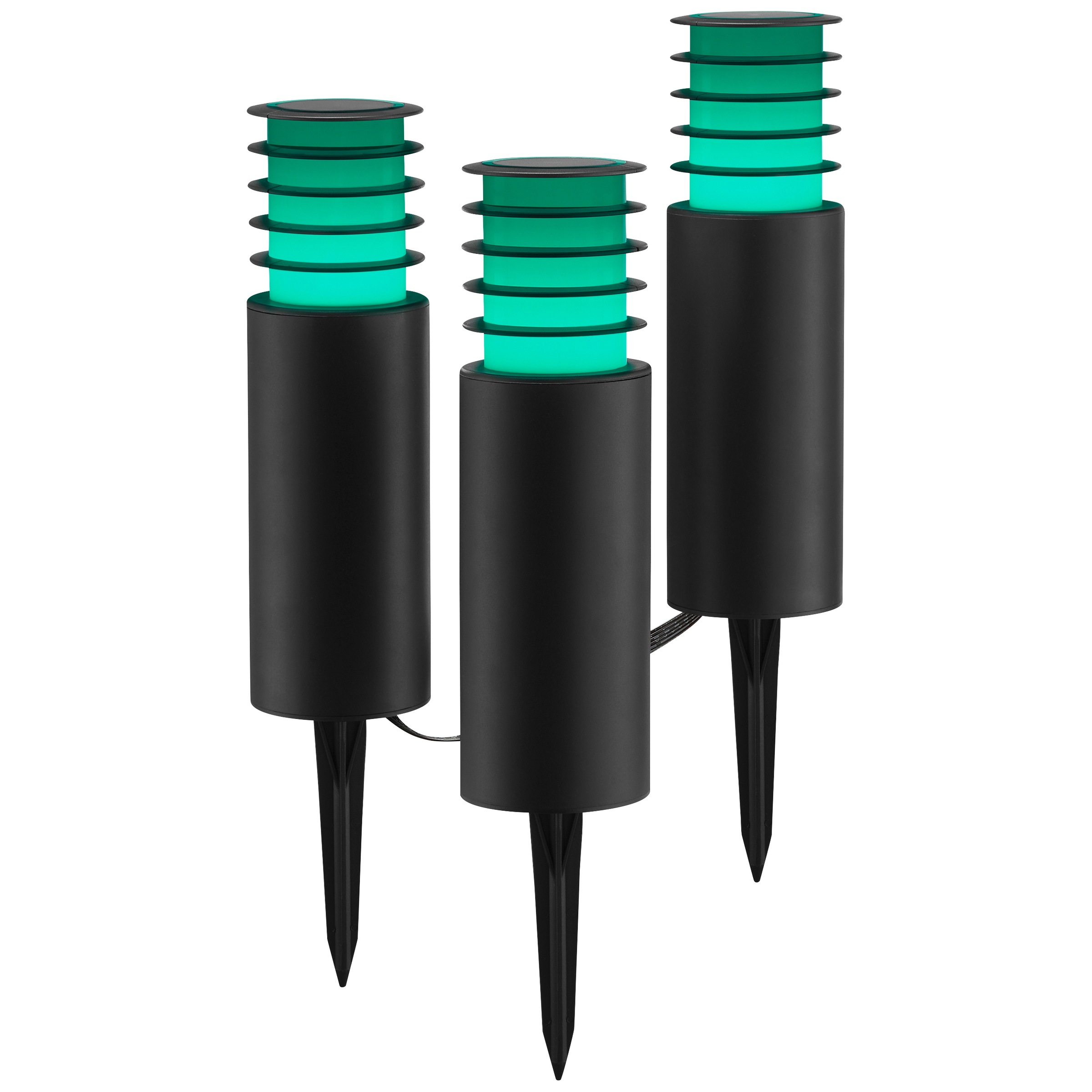 Brilliant LED Gartenleuchte »Carosu« LED-Modul 3 Stk. warmweiß - kaltweiß LED Gartenspieß 3er Set, dimmbar, RGB, CCT, IP44, App steuerbar