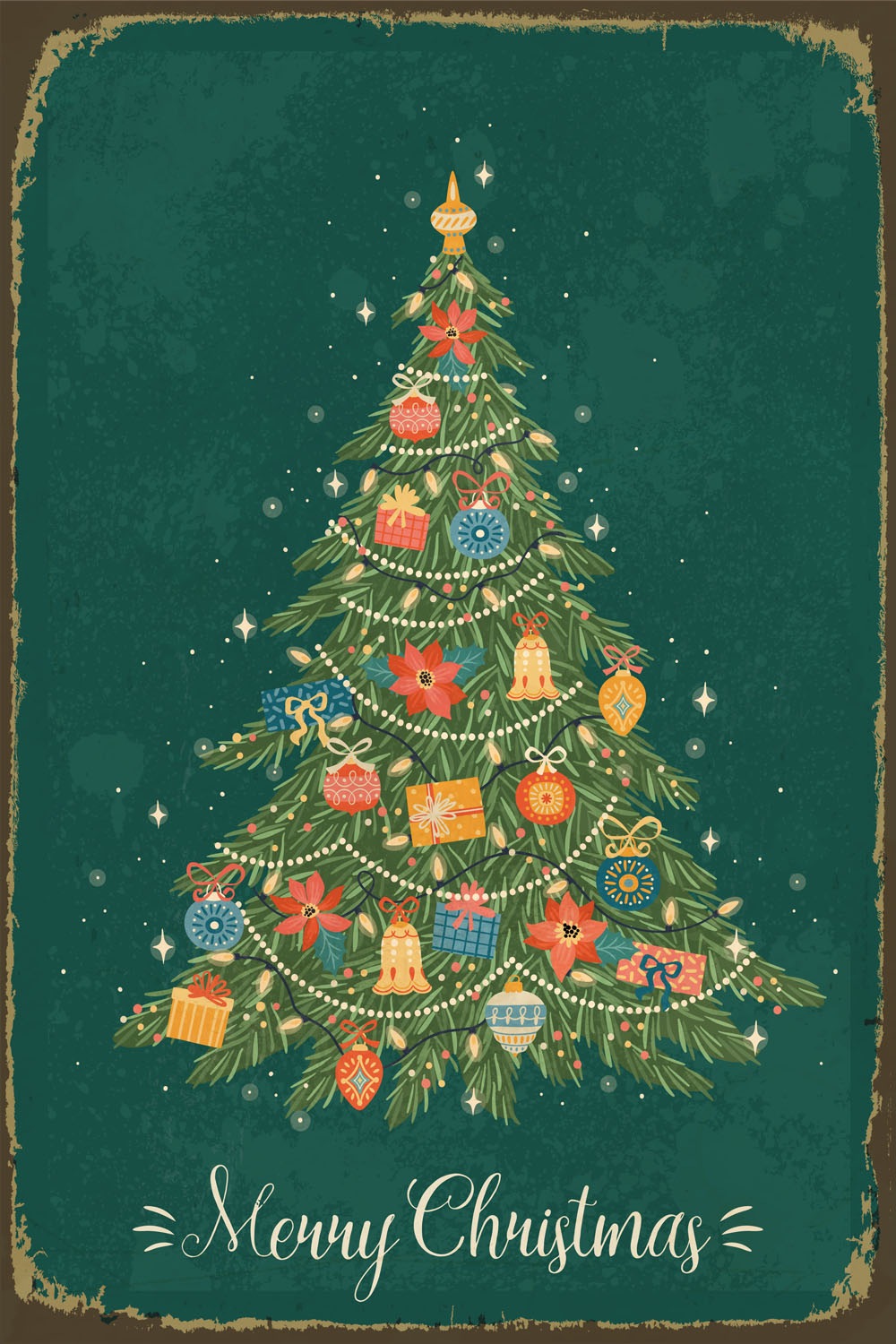 queence Alu-Dibond-Druck »Weihnachtsbaum«, (1 St.), Merry Christmas, Grün, Schild
