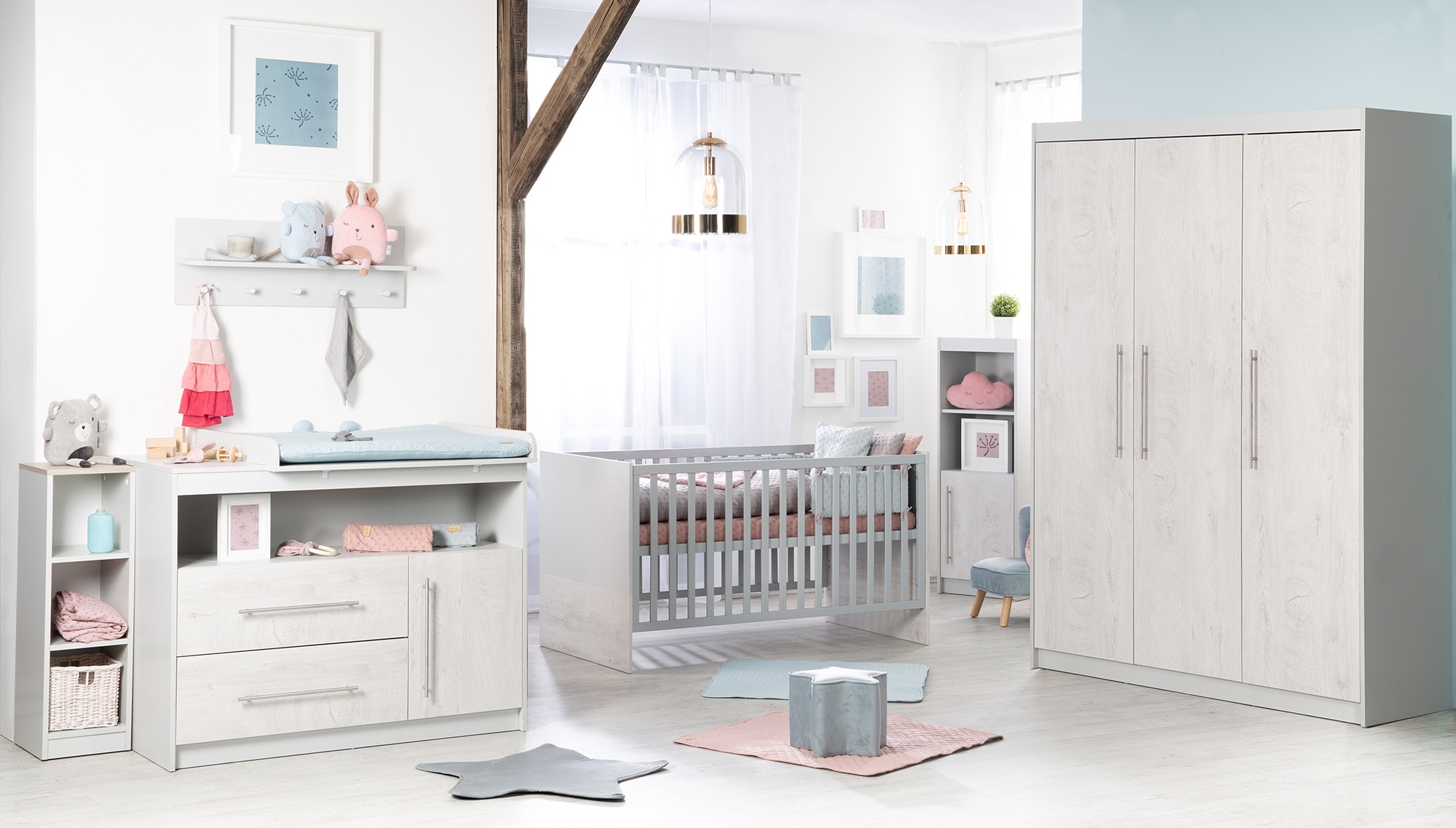 roba® Babyzimmer-Komplettset »Maren 2«, (Set, 3 tlg., Kinderbett, Schrank, günstig online kaufen