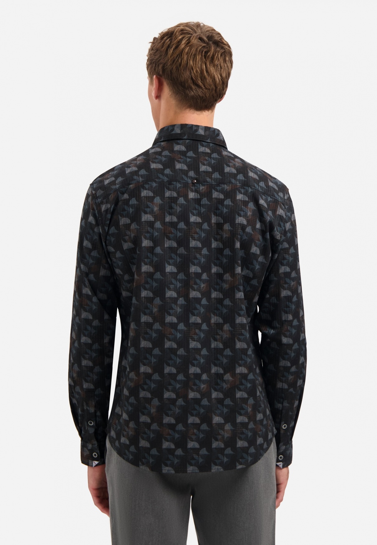 NO EXCESS Langarmhemd »No Excess Bedrucktes Hemd Shirt Allover Printed Structure Stripe«