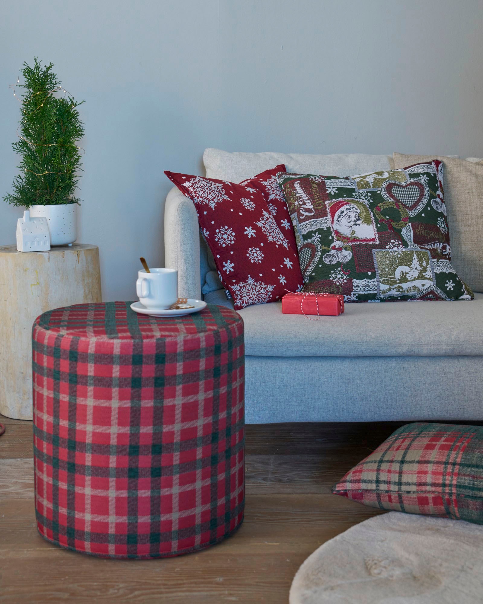 H.O.C.K. Dekokissen »Eddy« Karo, Weihnachtskissen, inkl. Füllung, Bezug mit Reißverschluss