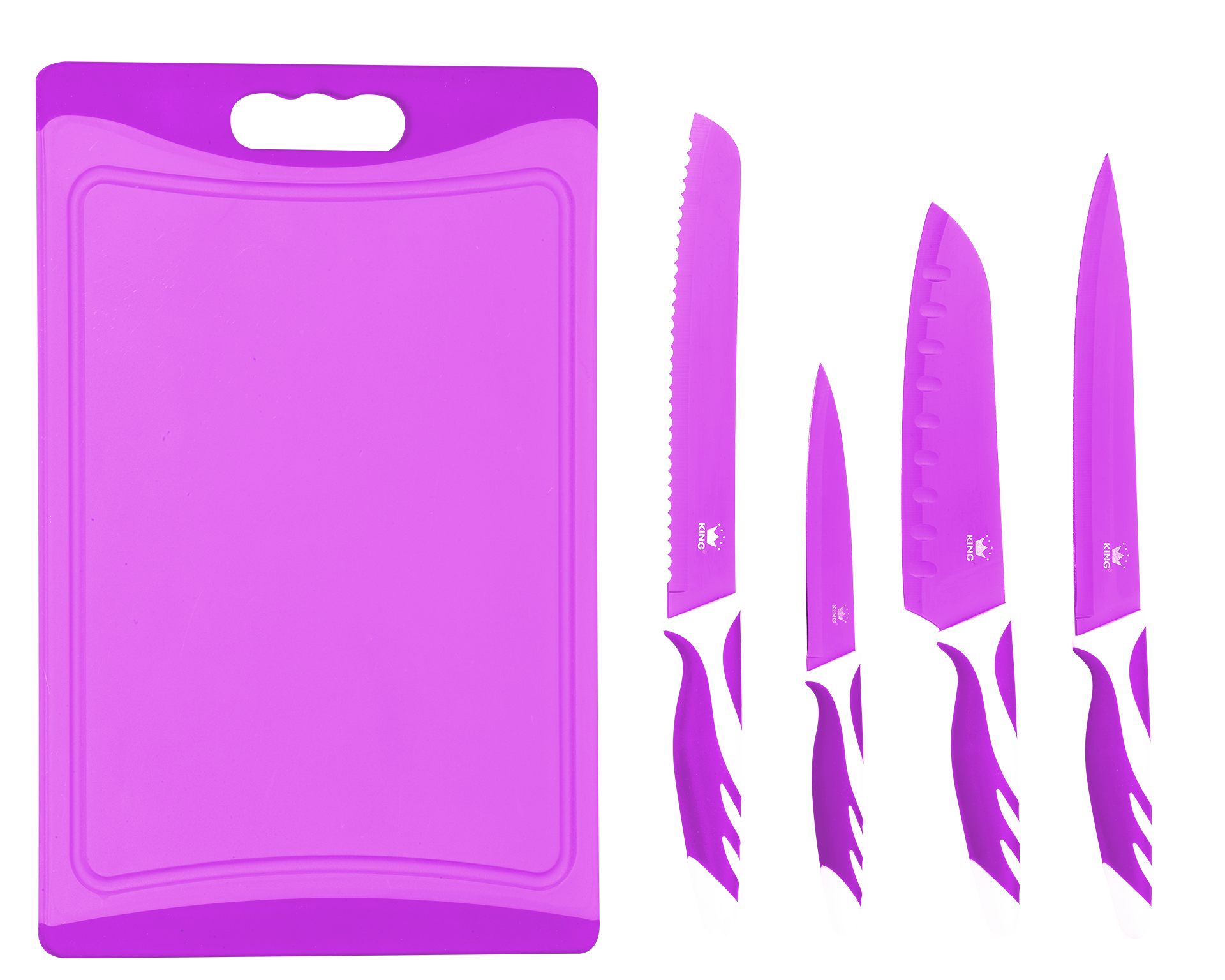 KING Besteck-Set »»BAS« inkl. Etui, 4 Küchenmesser und 1 Schneidebrett«