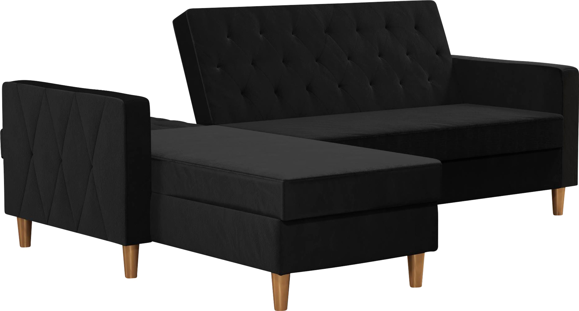 Cosmo Living Ecksofa »Liberty«, mit Schlafffunktion, Recamiere mit Stauraum beidseitig montierbar