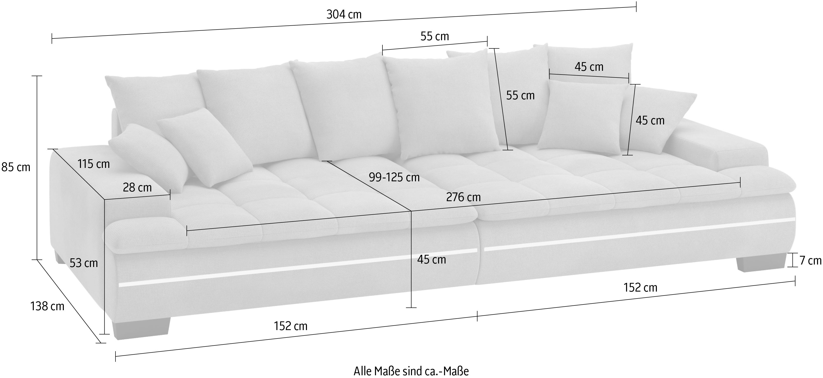 Mr. Couch Big-Sofa »Haiti II«, RGB-LED Beleuchtung, Kaltschaumpolsterung, bis 140 kg belastbar