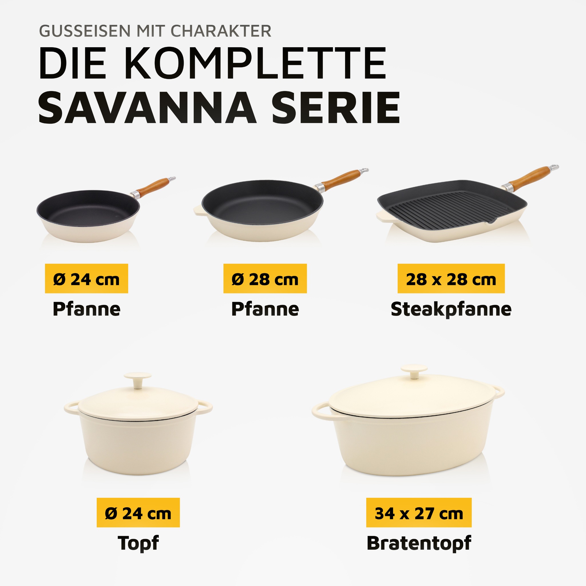 Krüger Bratpfanne »Einsenguss Pfanne SAVANNA« Gusseisen 1 Stk. tlg. für Induktions-Kochfelder geeignet