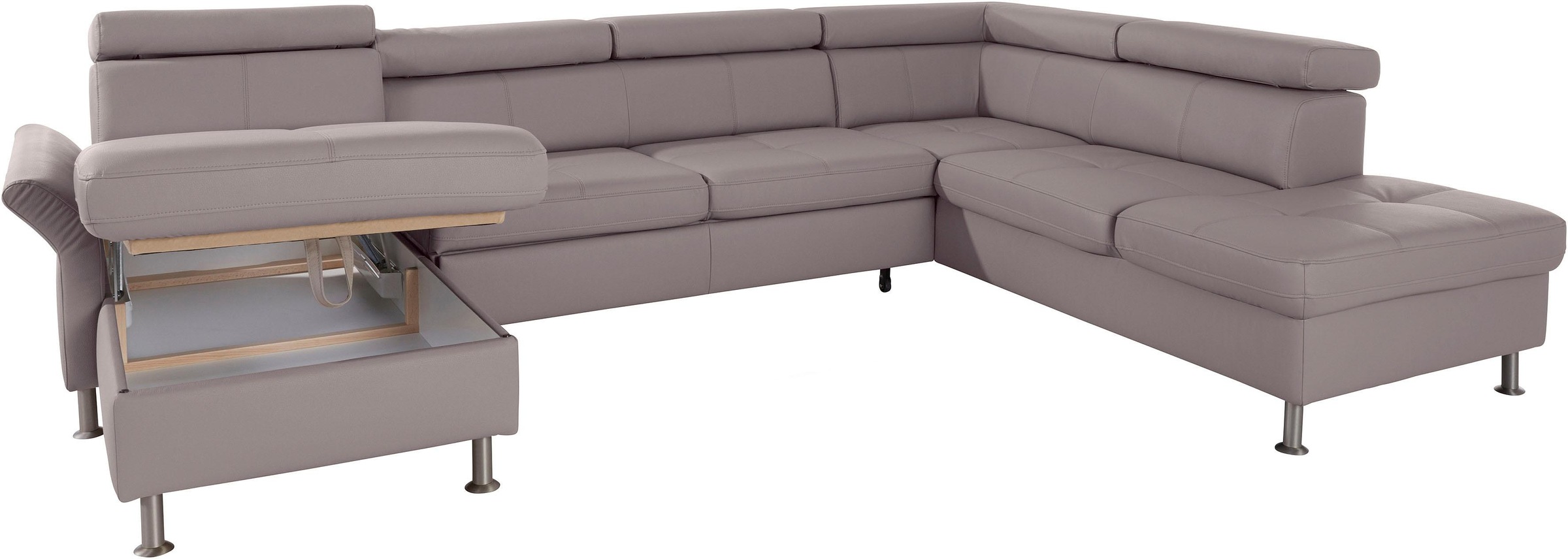 exxpo - sofa fashion Wohnlandschaft »Maretto, bequem und komfortabel, aufwendige Sitzsteppung, U-Form«, inkl. Kopfteilverstellung für mehr Sitzkomfort, wahlweise Bettfunktion