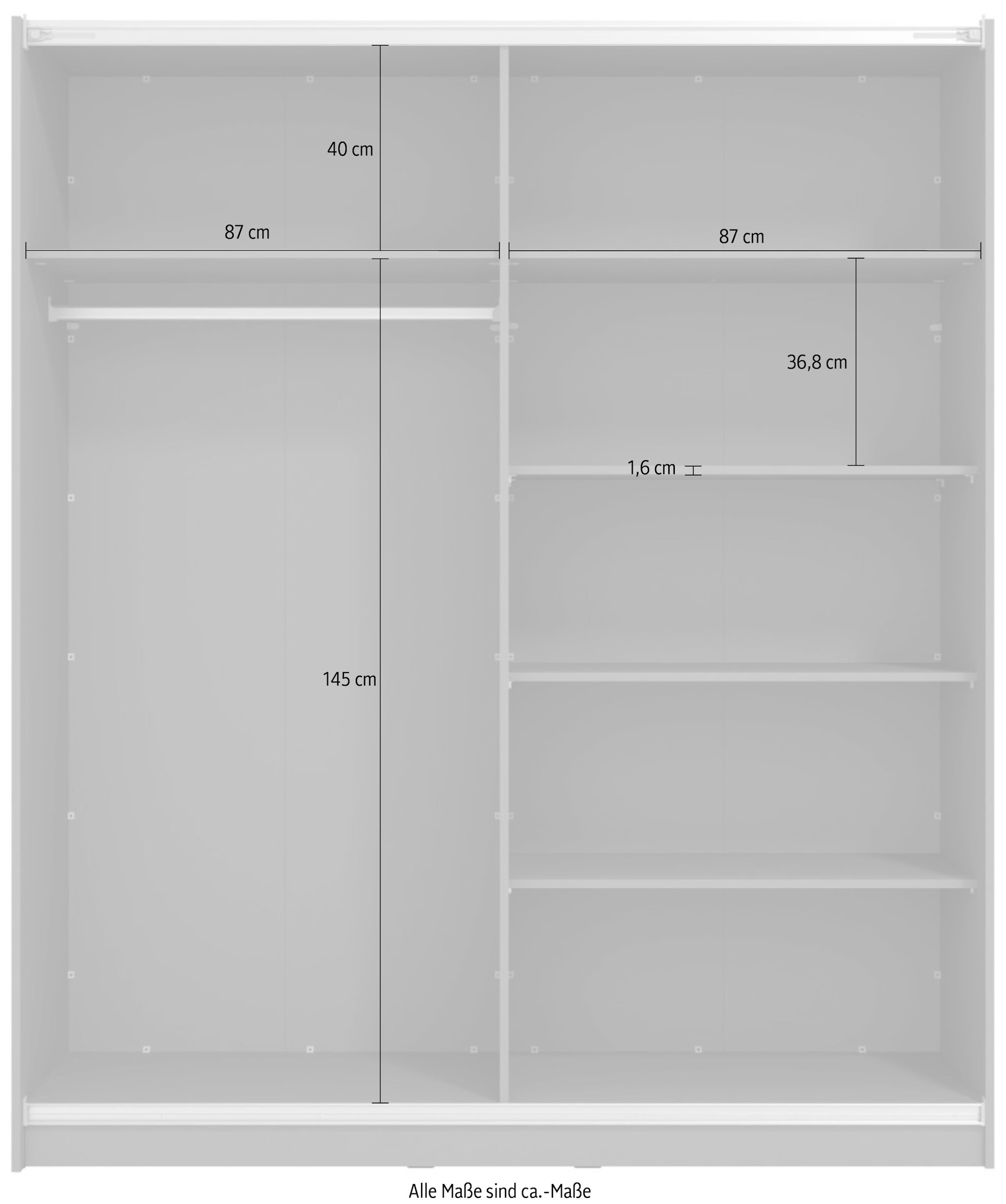 INOSIGN Schwebetürenschrank »Sierra klassischer Kleiderschrank Wäscheschrank 179 oder 217cm breit«, mit kompletter Inneneinteilung, FSC®-zertifizierter Holzwerkstoff
