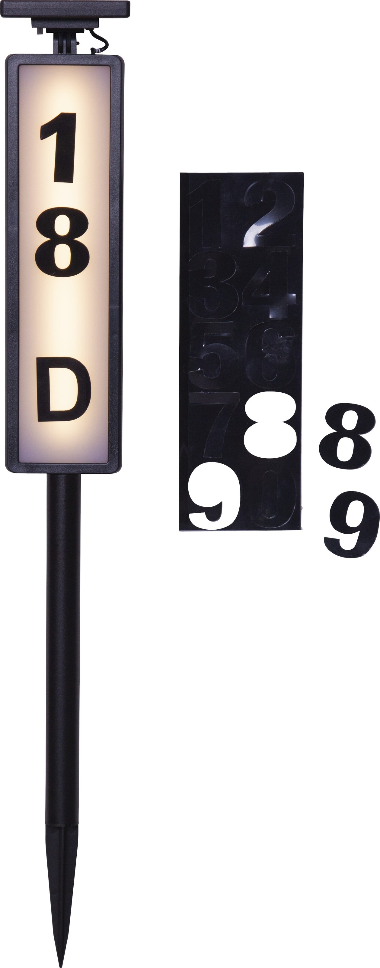 Parforce Traditional Hunting LED Solarleuchte »Solar-Wegleuchte Pathy« LED-Board 1 Stk. Warmweiß Hausnummernfunktion mit Sticker-Set, Dämmerungssensor