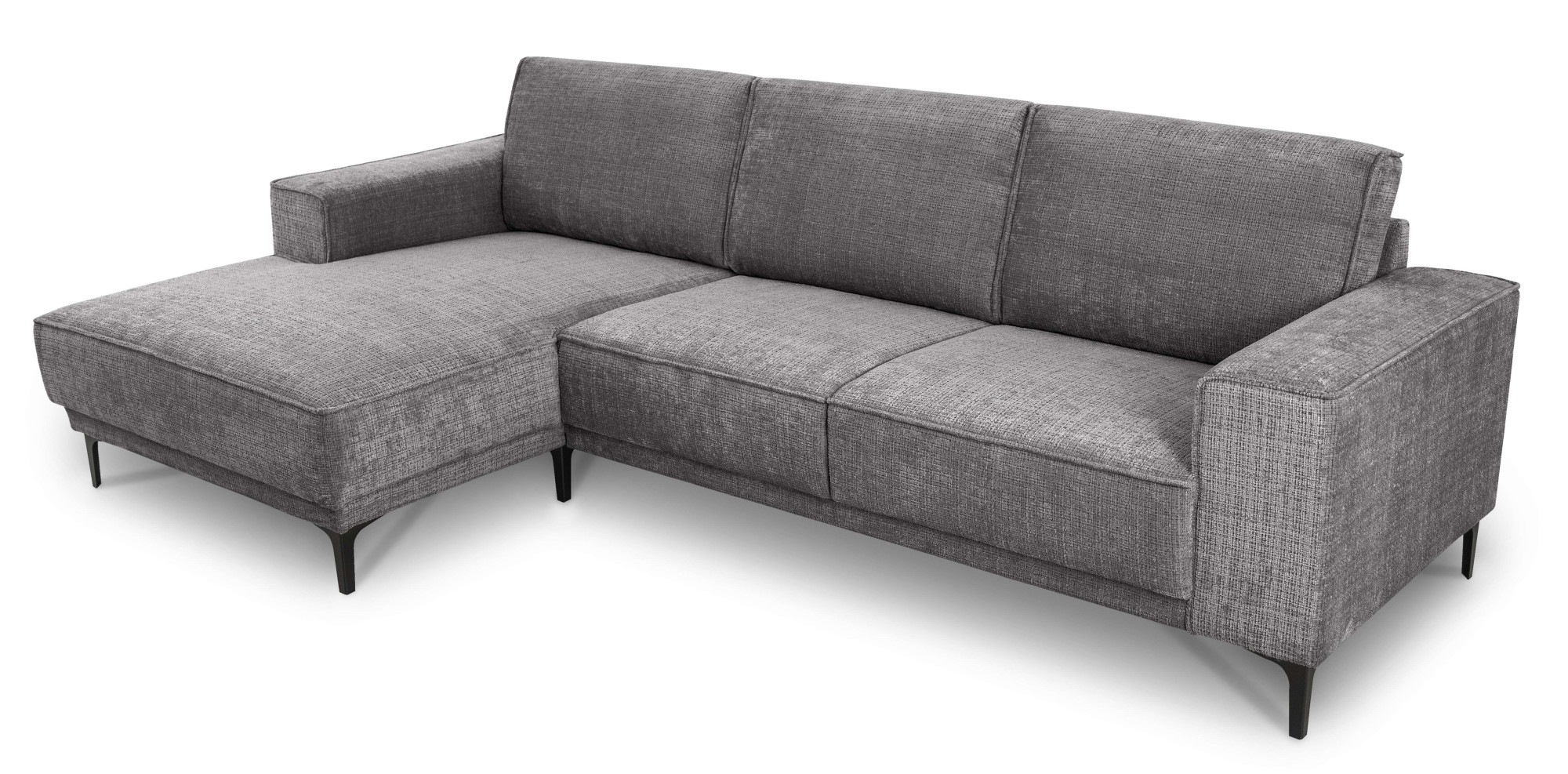 Places of Style Ecksofa »Polsterecke Oland, Struktur, Flachgewebe, Luxus-Microfaser, Boucle«, L-Form, 280 cm, Wellenunterfederung, Skandi-Design, Metallfüße