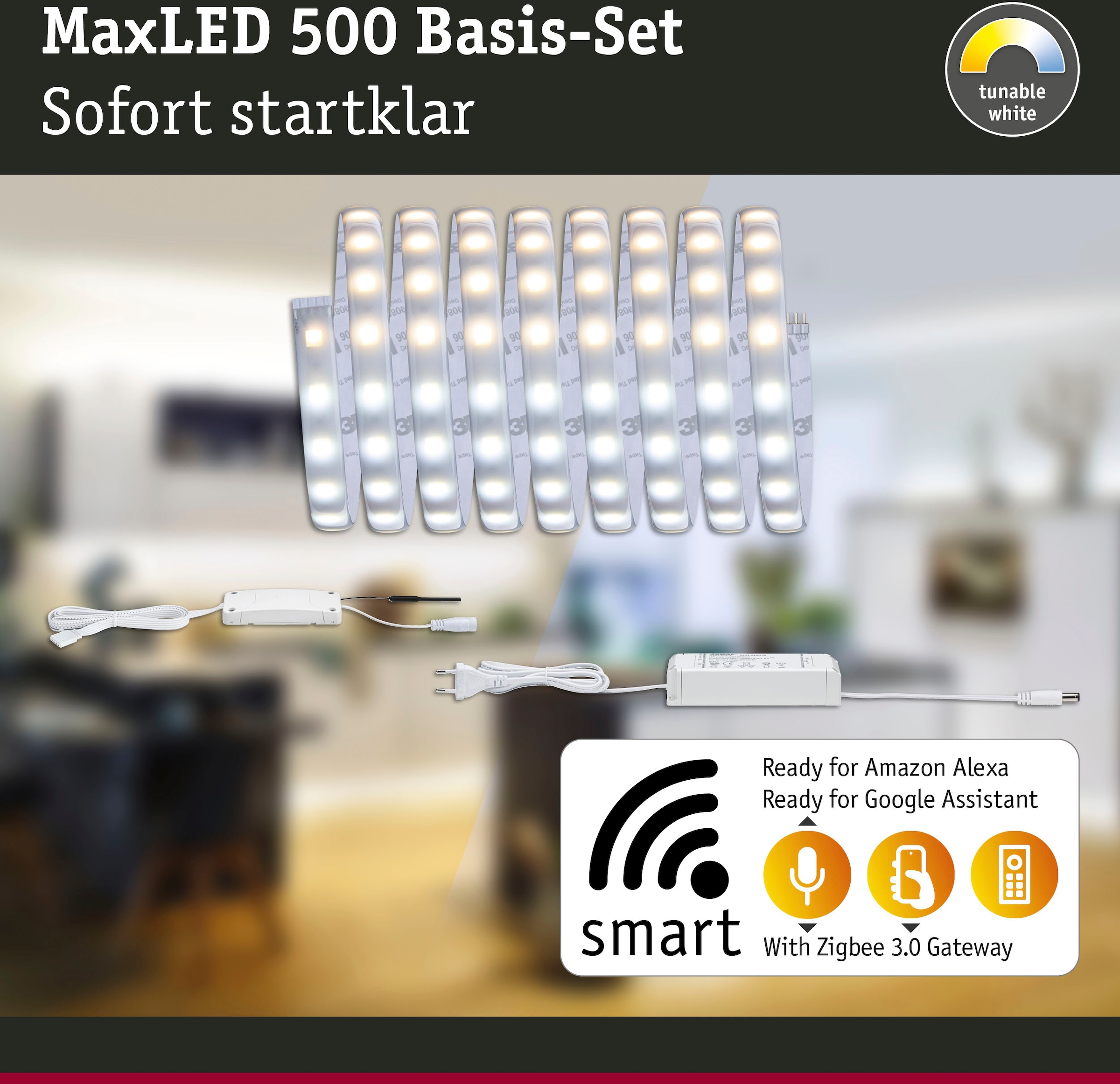 Paulmann LED-Streifen »MaxLED 500 Basisset Smart Home Zigbee«, 1 St.-flammig, 3m, Tunable White, beschichtet