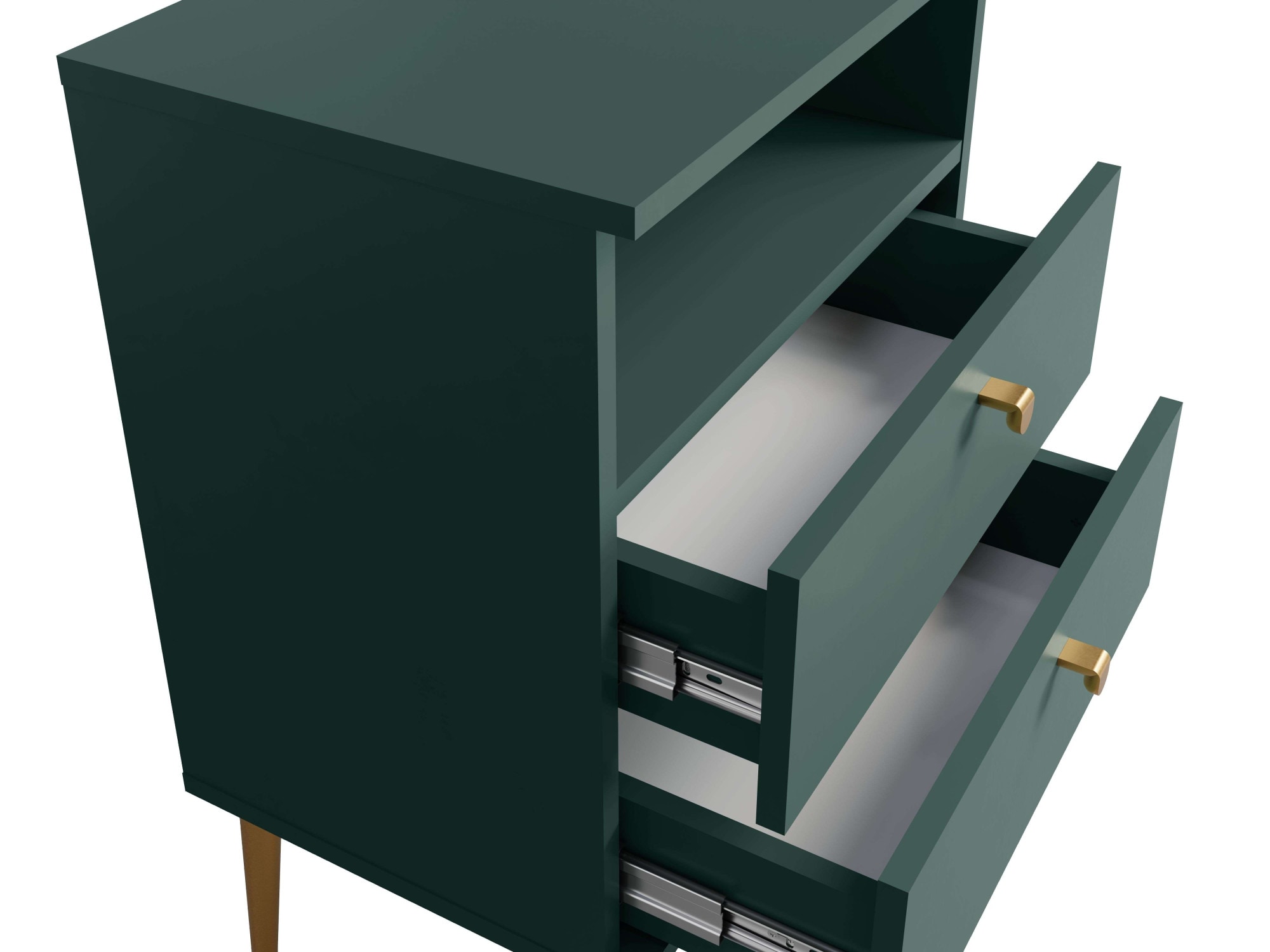 Home affaire Nachttisch »Elyria, Metallgriffe, FSC-zertifizierter Holzwerkstoff«, (Nachtkommode B/T/H 50/34/69cm), mit 2 Schubladen, 1 offenes Fach, viele Farben mit goldfb. Details