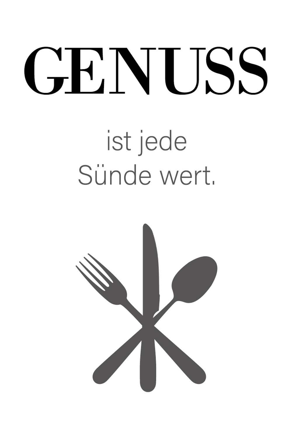 Wanddekoobjekt »GENUSS«, Stahlschild mit Spruch, Wanddekoration für Küche, Esszimmer,...