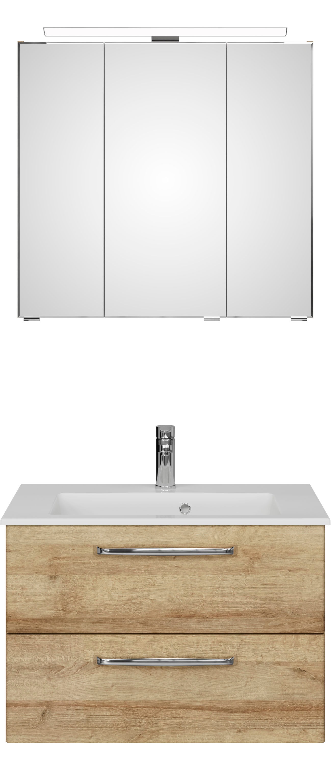 Saphir Badmöbel-Set »Trentino 2-tlg Mineralmarmor-Waschtisch,Spiegelschrank mit LED-Leuchte« 3 Stk. tlg.