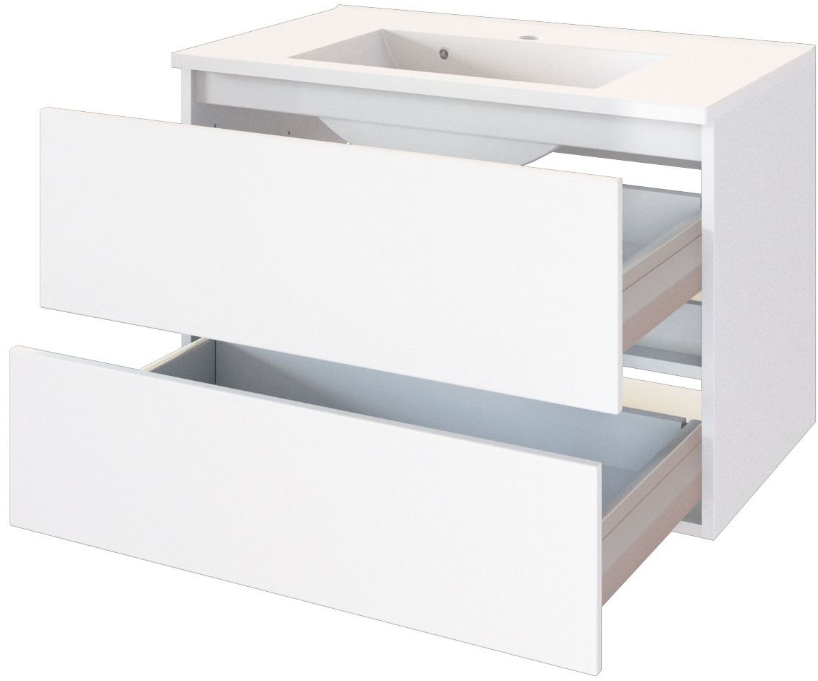 welltime Badmöbel-Set »Welltime Möbel Baabe Waschtisch-Set 3tlg. oder 5tlg.«, (3 St.), gedämpfte Scharniere und Softclose-Funktion, inklusive LED-Beleuchtung
