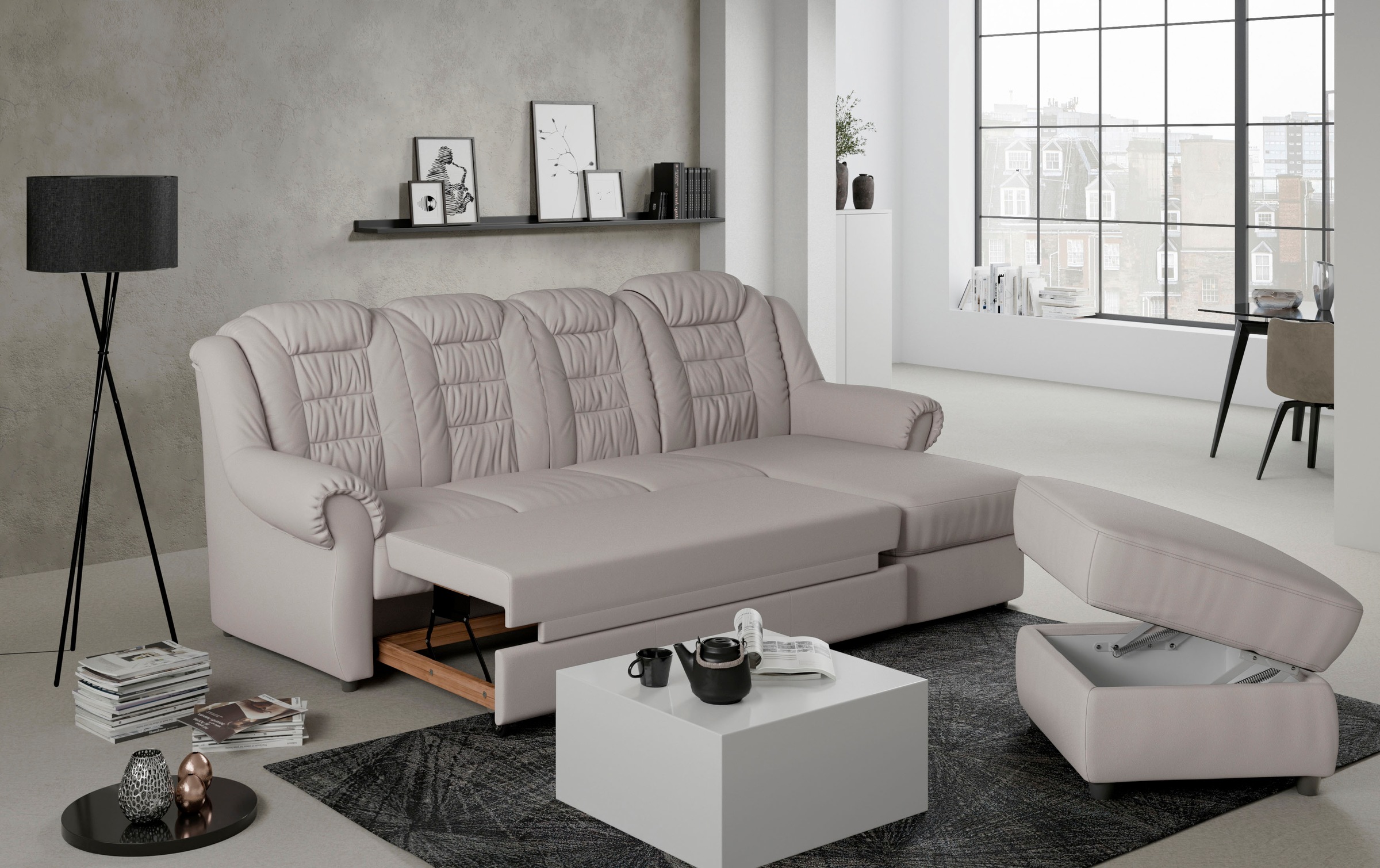 Home affaire Ecksofa »Boston L-Form«, mit hoher Rückenlehne, wahlweise mit günstig online kaufen