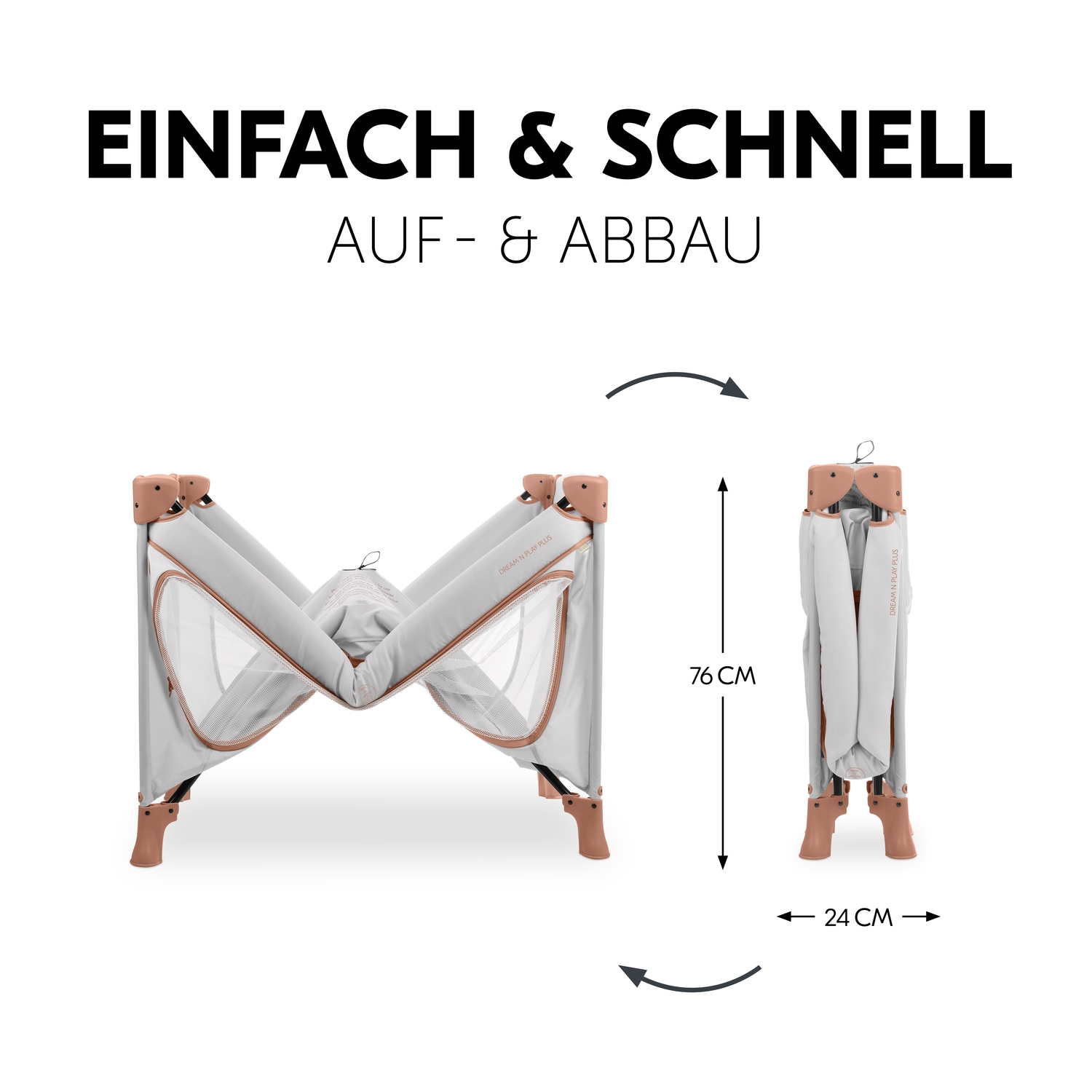 Hauck Baby-Reisebett »Dream N Play Plus, Dusty Cork«, Vorderausstieg