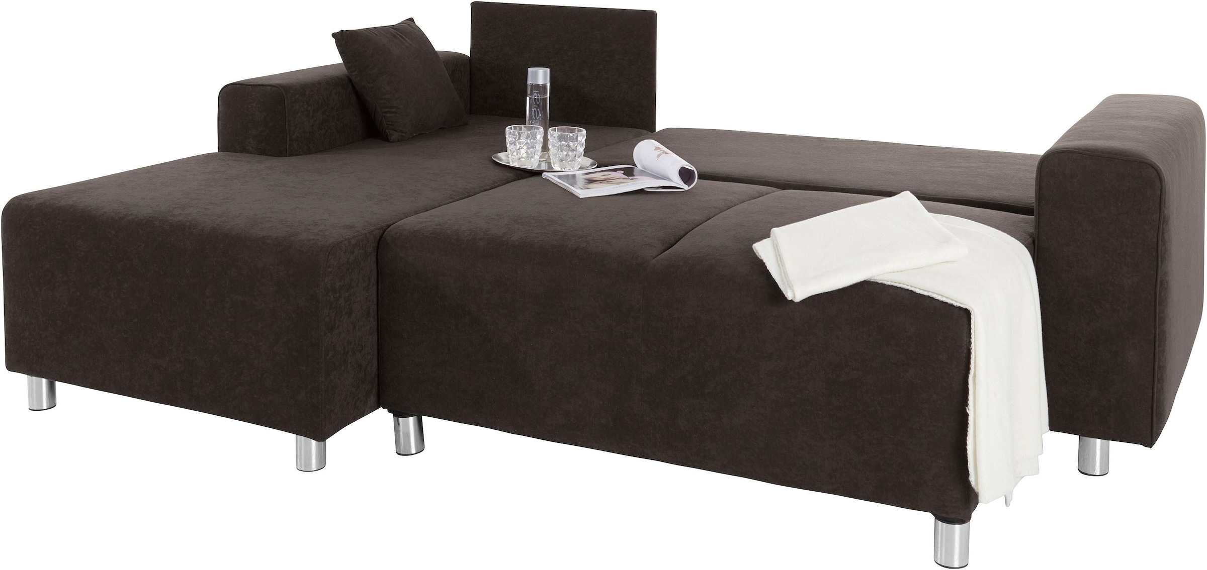 Guido Maria Kretschmer Home&Living Ecksofa »Györ«, L-Form, wahlweise mit Bettfunktion und Bettkasten incl. 2 Zierkissen
