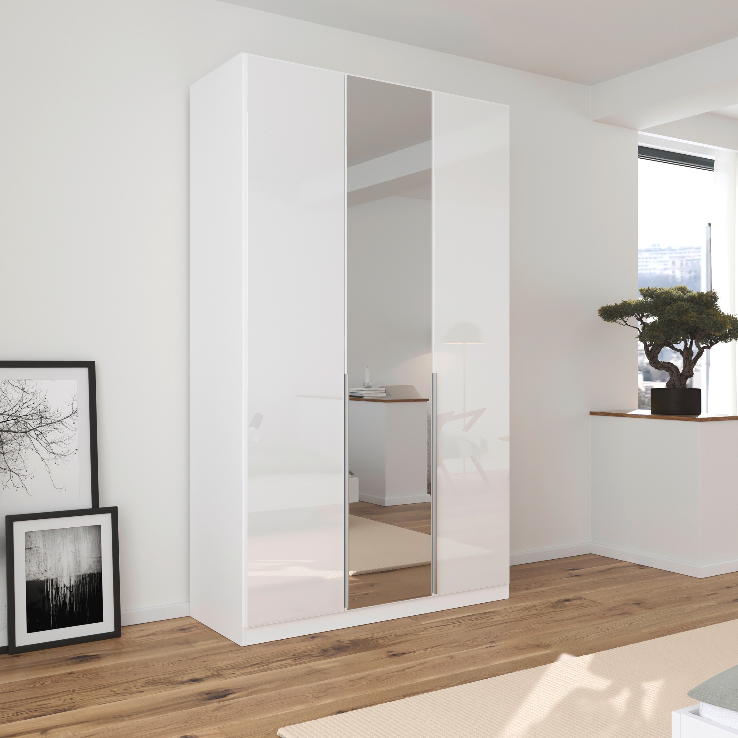rauch Drehtürenschrank »Kleiderschrank Kleiderschränke Schrank Garderobe AGORDO mit Glasfront«, (in zwei Griff-Farben), durchdachte Innenausstattung, in 6 Breiten und 2 Höhen MADE IN GERMANY