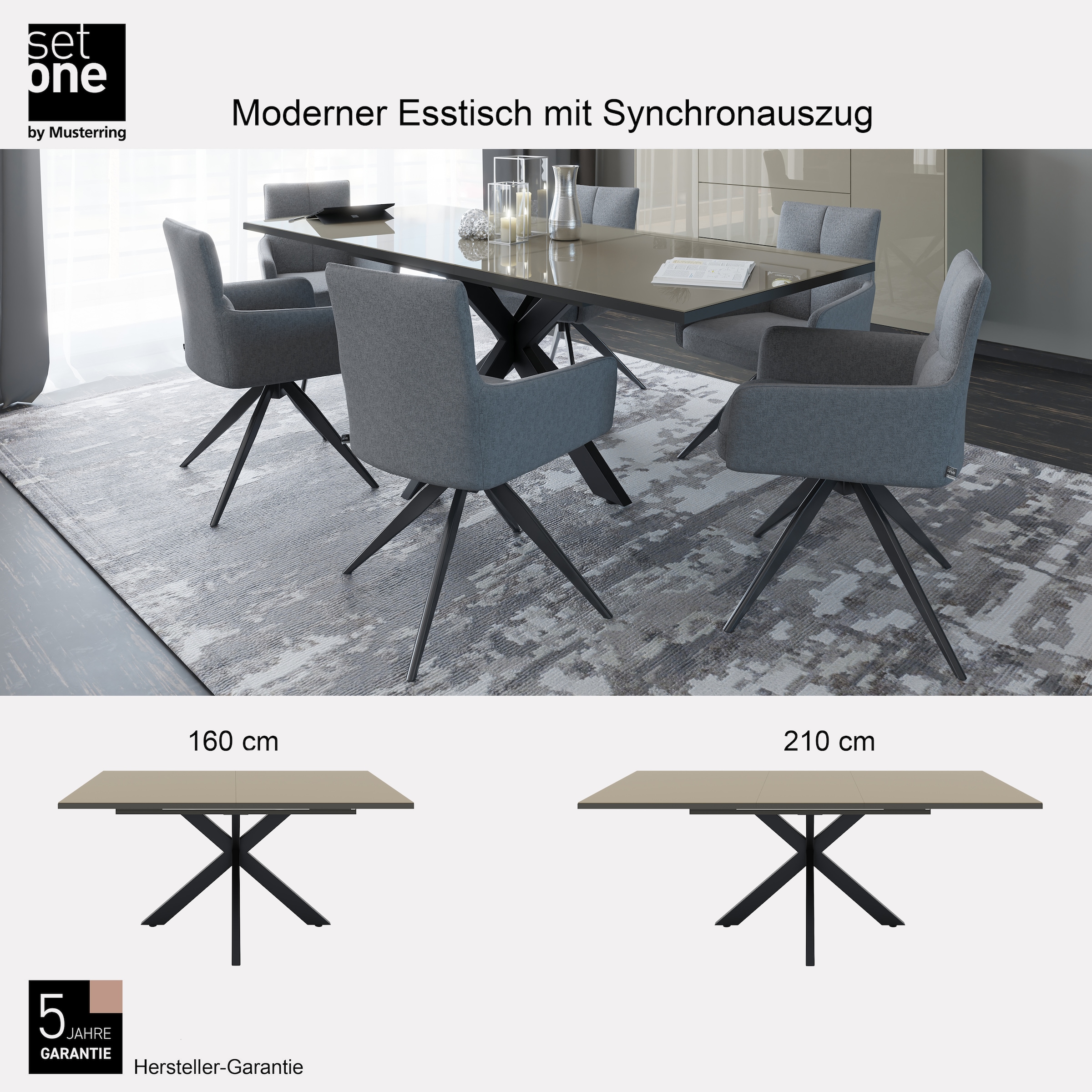 set one by Musterring Esstisch »Reno« 1 Stk. tlg. Mit Vierkantfuß, wählbaren Gestellen und Plattenfarben