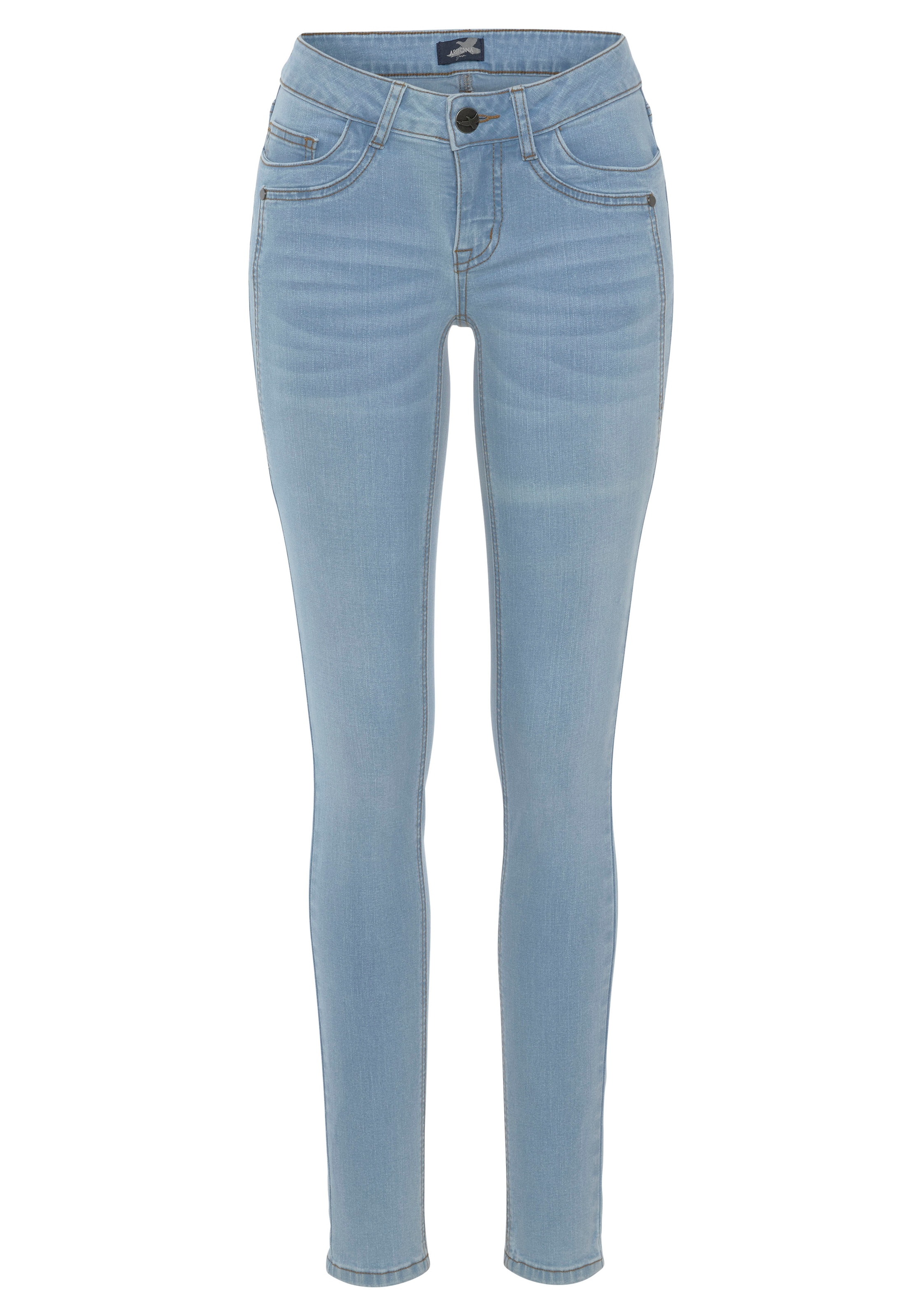 Arizona Skinny-fit-Jeans »mit Keileinsätzen«, extra-enger Beinschnitt, niedrige Leibhöhe