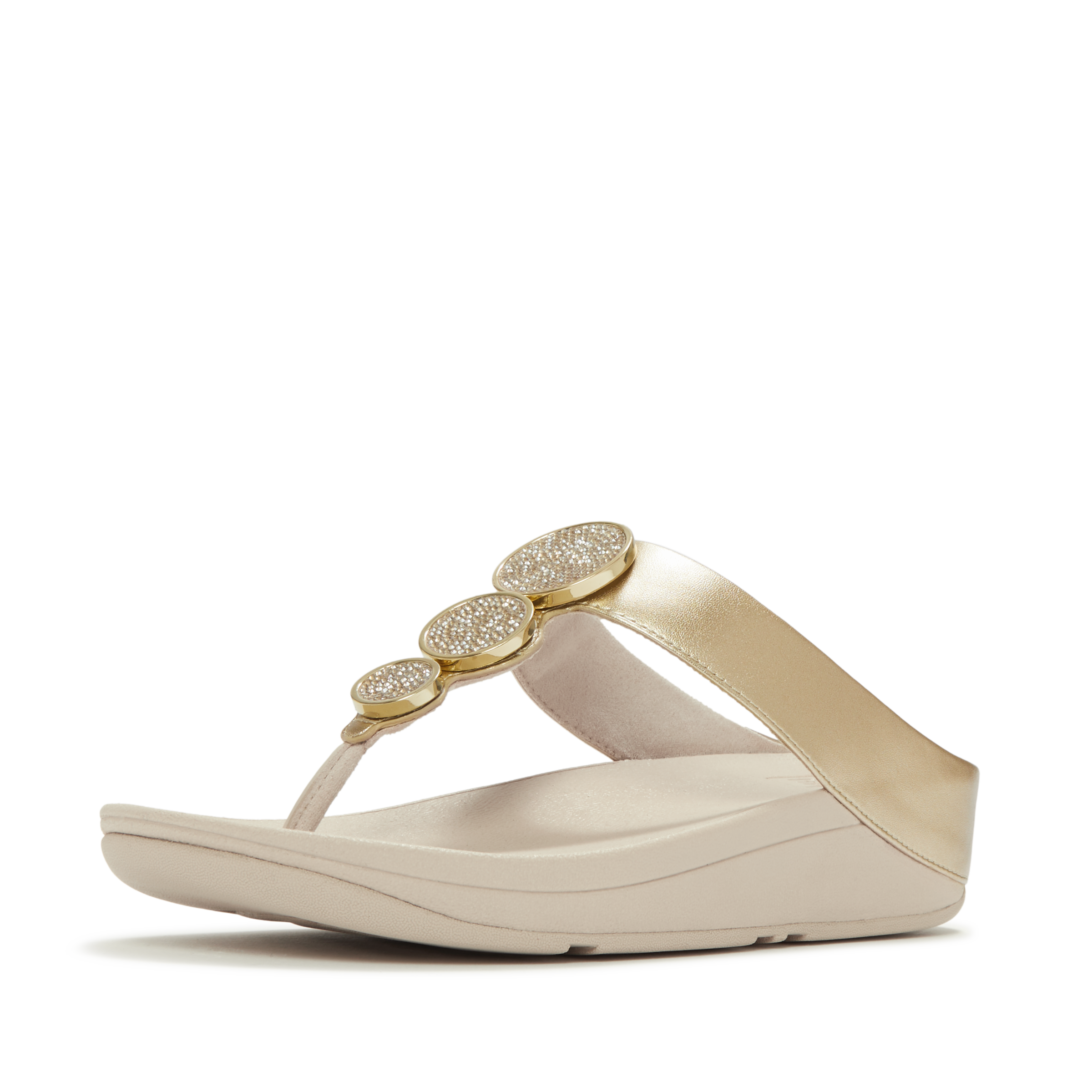 Fitflop Dianette »HALO BEAD-CIRCLE METALLIC TOE-POST SANDALS«  Pool Slides, Pantolette mit dämpfender Zwischensohlentechnologie