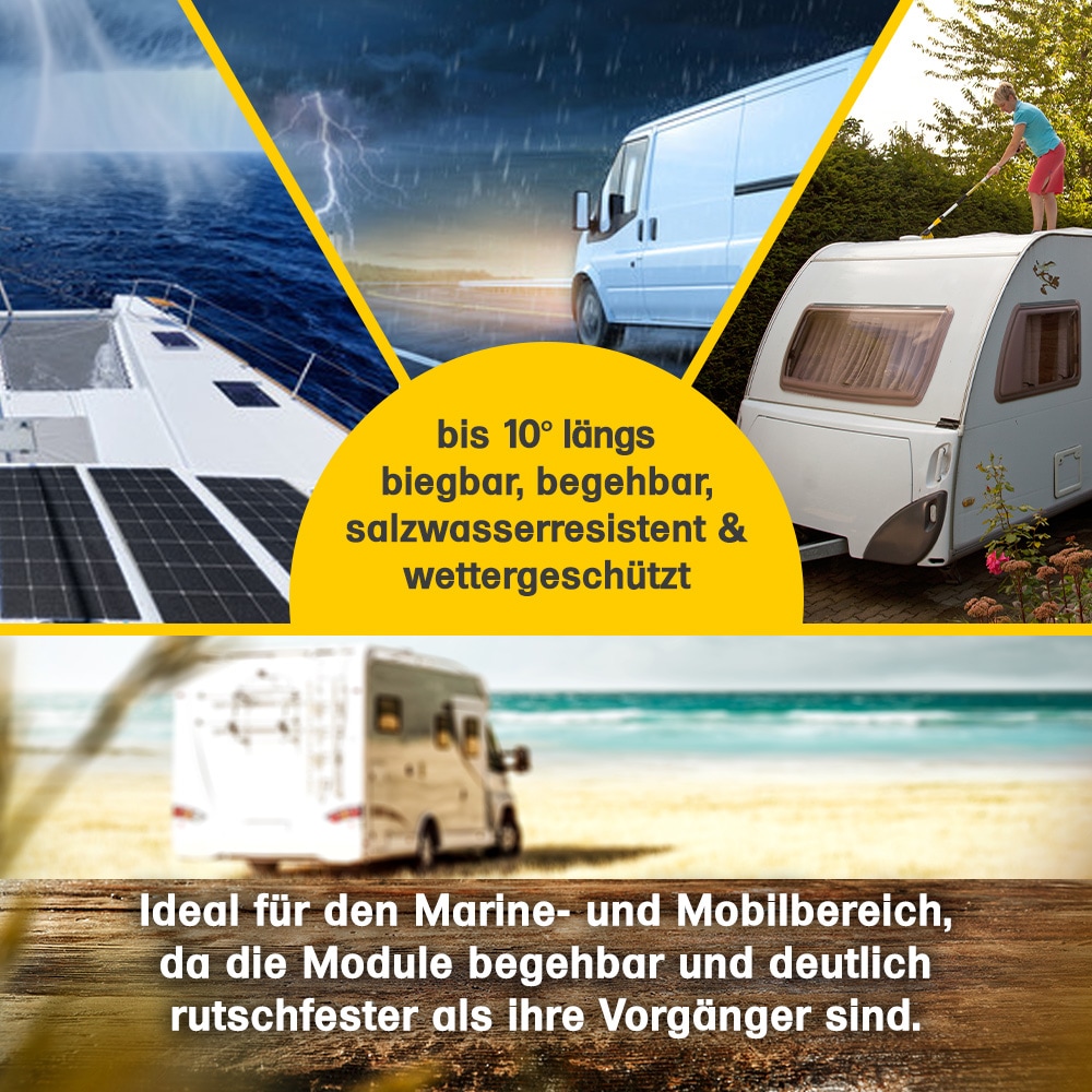 offgridtec Solarmodul »ETFE-AL 100W V2 semi-flexibles 23V Solarpanel«, ETFE-Front