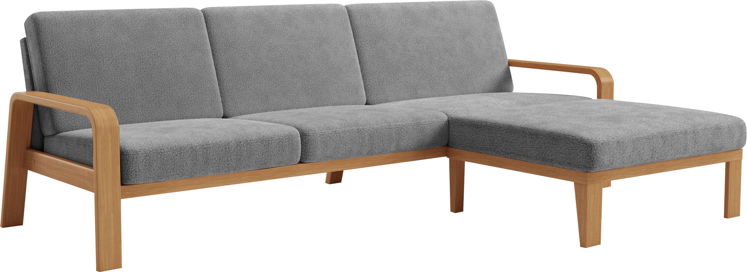 sit&more Ecksofa »Kolding L-Form«, Armlehnen aus eichefarbigem Buchenholz, verschiedene Bezüge und Farben