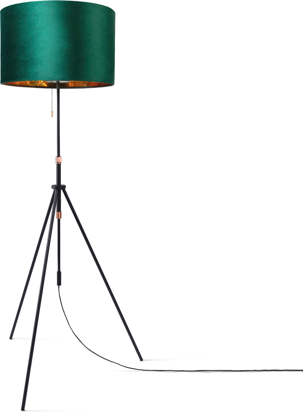Paco Home Stehlampe »Naomi uni Color«, Leuchtmittel E27 | ohne Leuchtmittel, Wohnzimmer Höhenverstellbar 121,5 bis 176,5 cm Zugschalter Velour