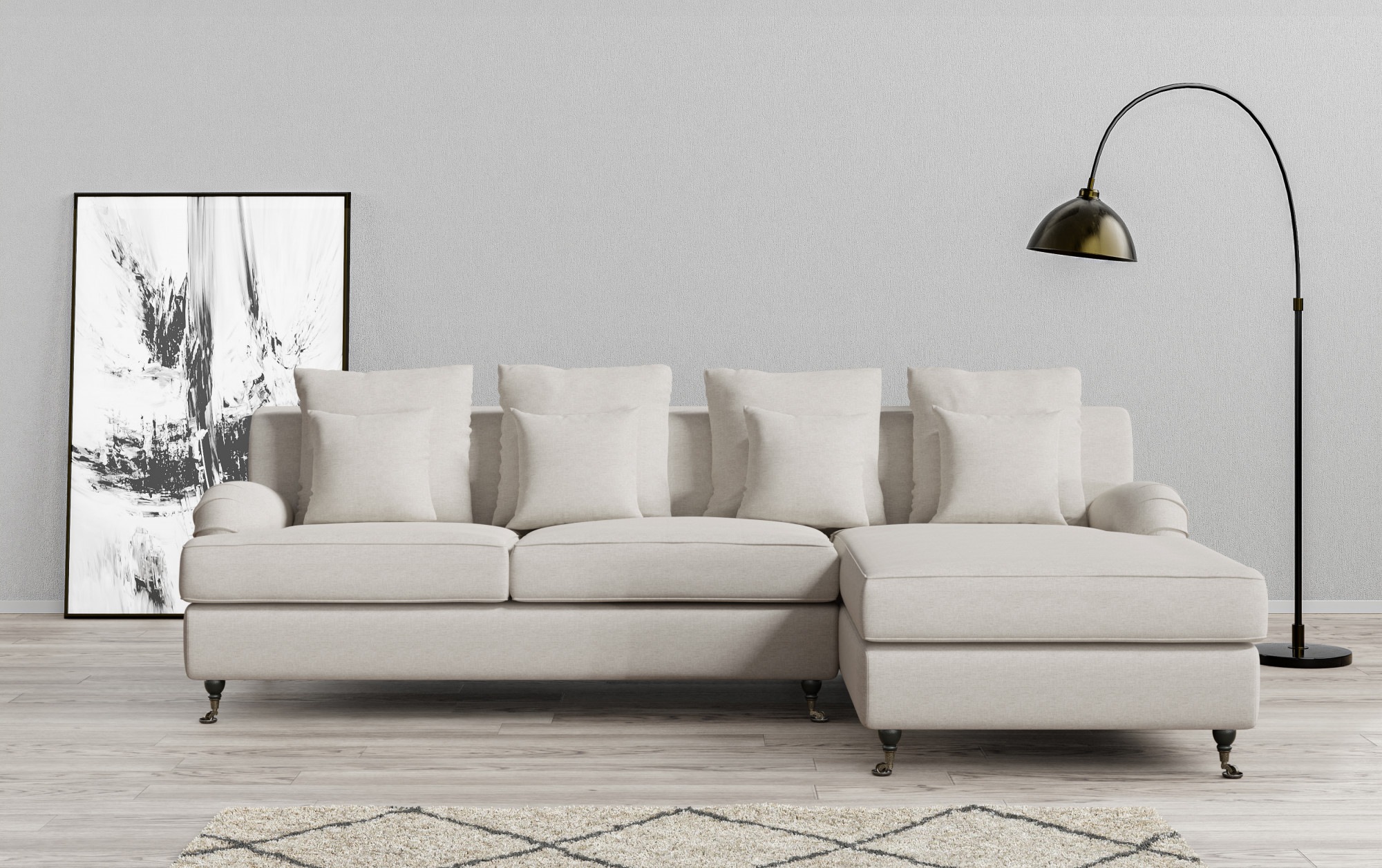 Guido Maria Kretschmer Home&Living Ecksofa »NORIN L-Form«, zwei Fußarten: vorne - Rollen, hinten - Holzfüße