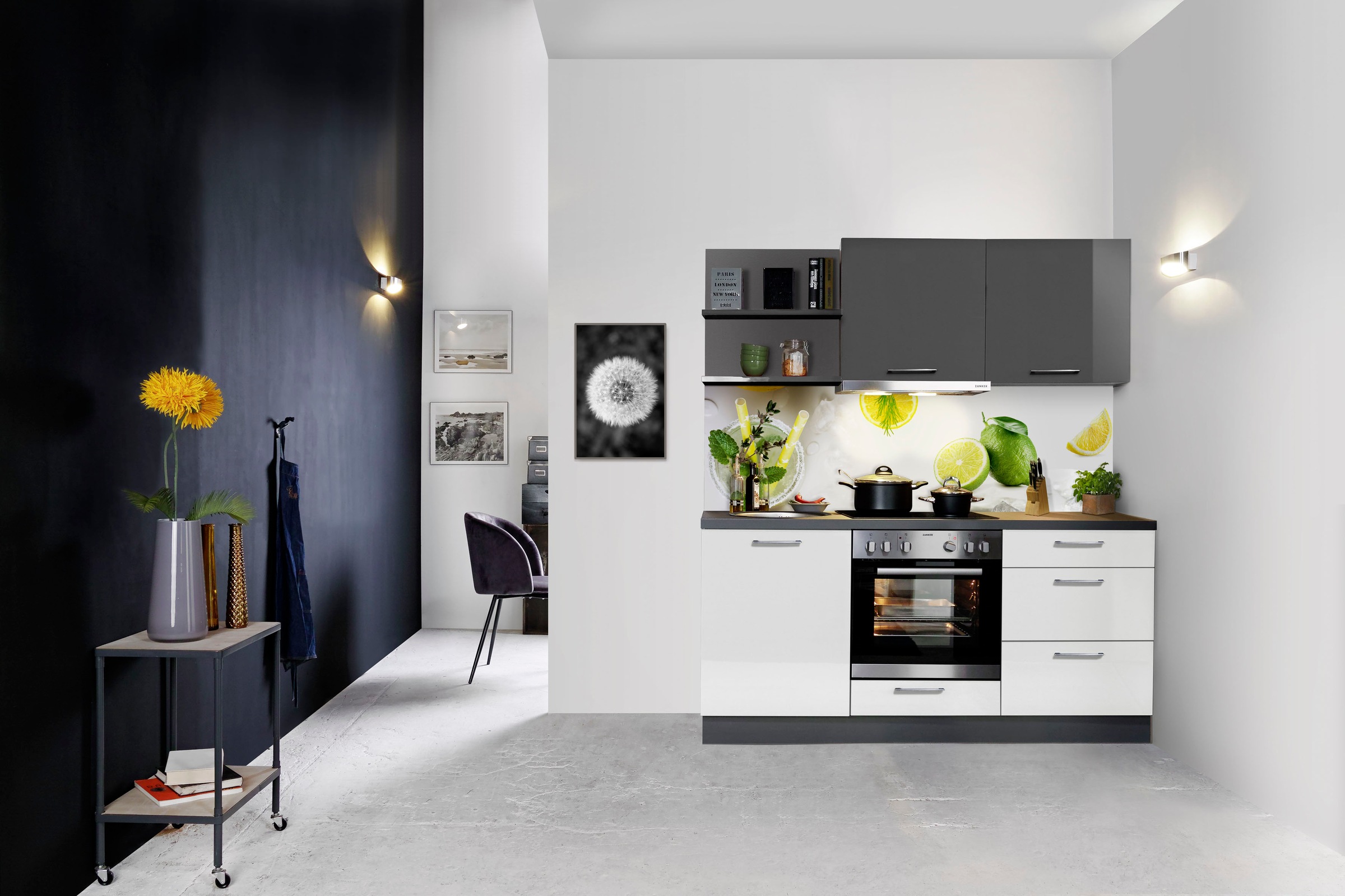 KOCHSTATION Küchenzeile »"KS-Jena", Breite 180 cm, vormontiert«, mit Soft-Close-Funktion, Arbeitshöhe 91 cm, wahlw. mit E-Geräten