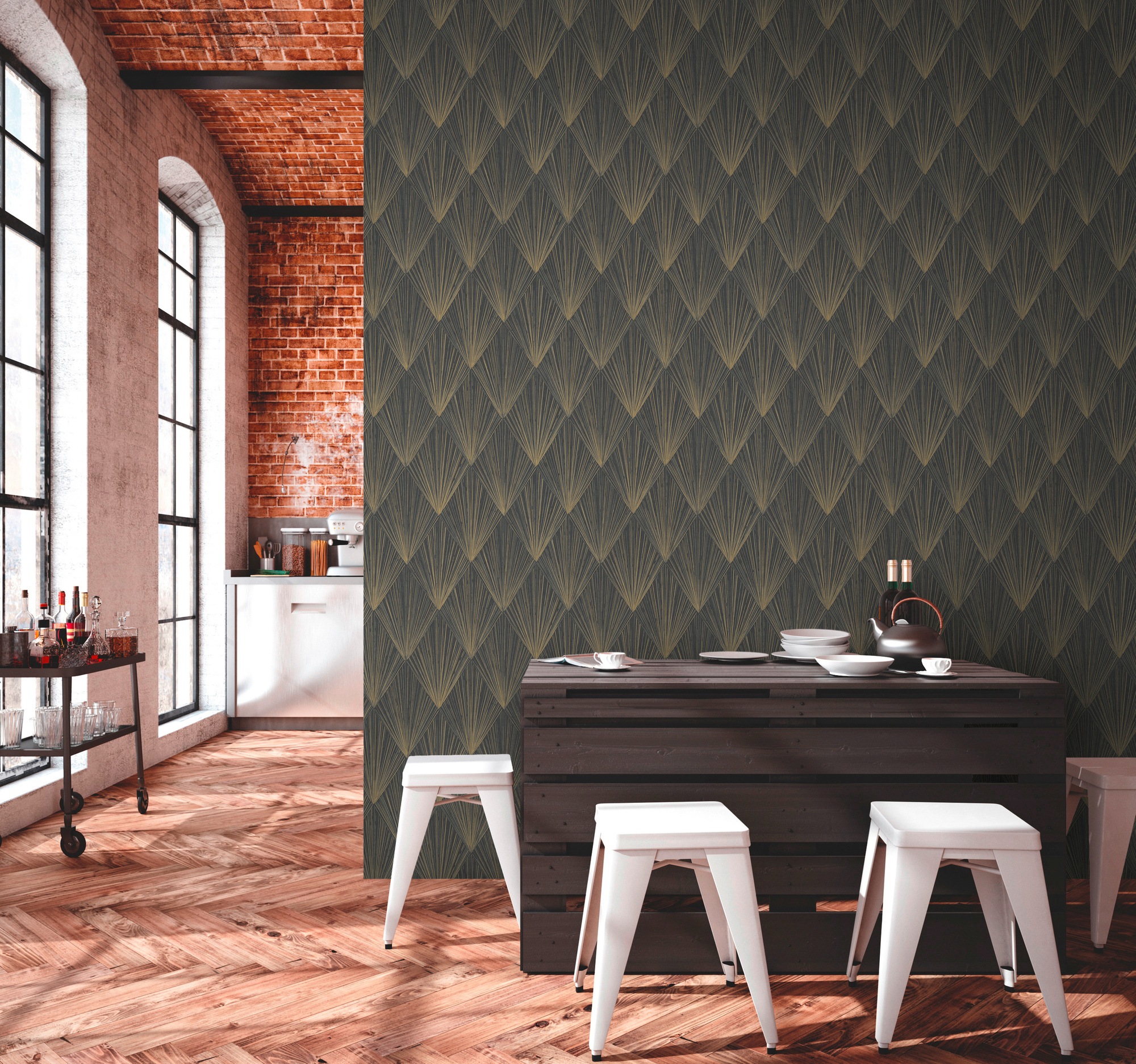 living walls Vliestapete »Metropolitan Stories, Ava New York«, gemustert-Motiv-abstrakt, Tapete Geometrisch Tapeten Wohnzimmer Schlafzimmer Küche Design Optik