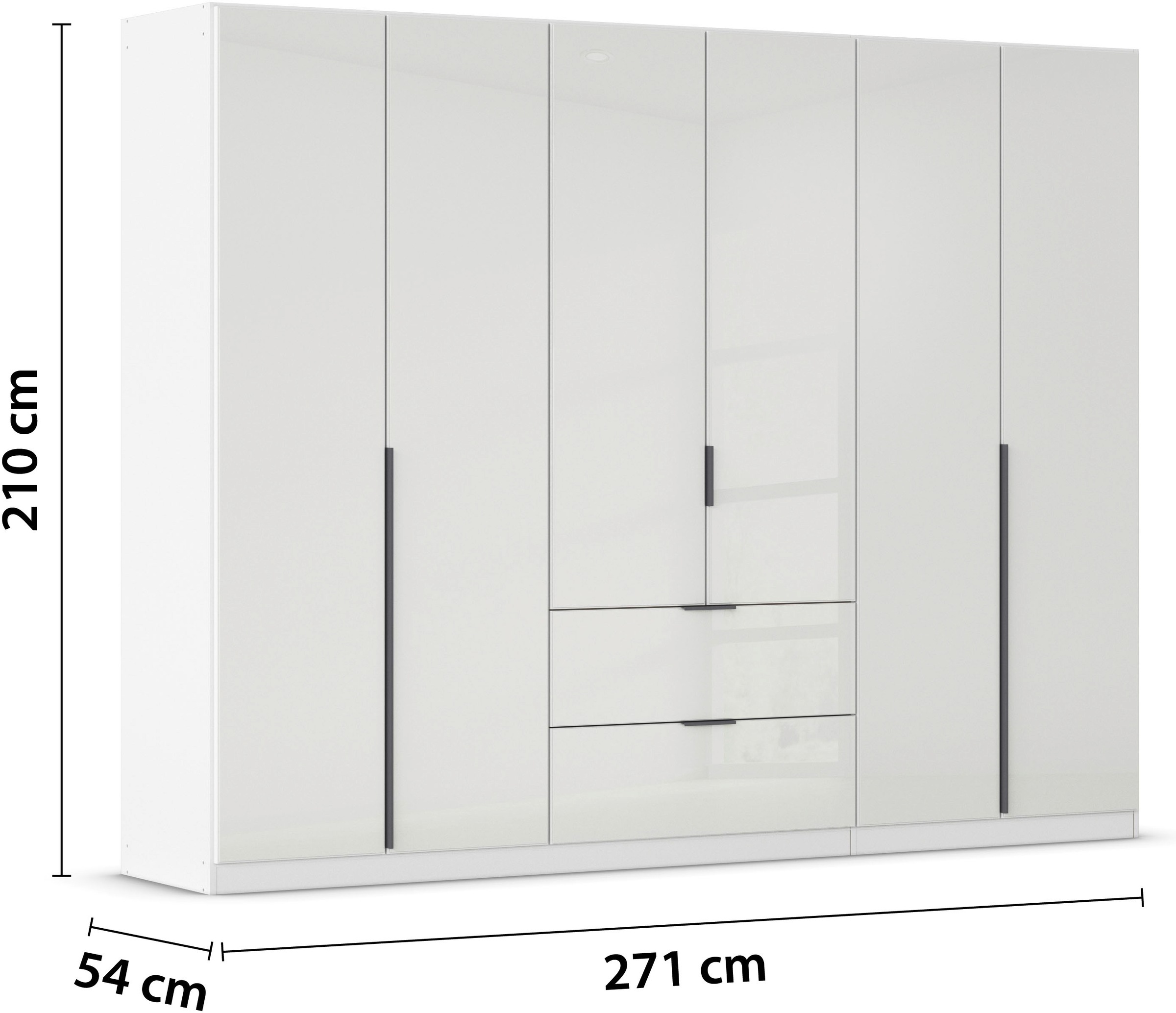 rauch Drehtürenschrank »Kleiderschrank Kleiderschränke Schrank Garderobe AGORDO mit Glasfront«, (in zwei Griff-Farben, Breiten 91-360 cm), mit Außenschubkästen, in 7 Breiten und 2 Höhen MADE IN GERMANY