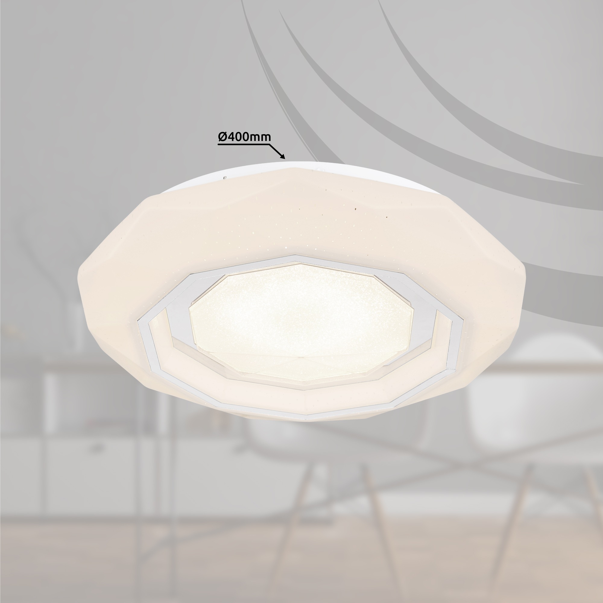 GLOBO LIGHTING LED Deckenleuchte »HOKKI« LED-Modul 1 Stk. Deckenlampe/rund/Wohnzimmer/Schlafzimmer/elegant