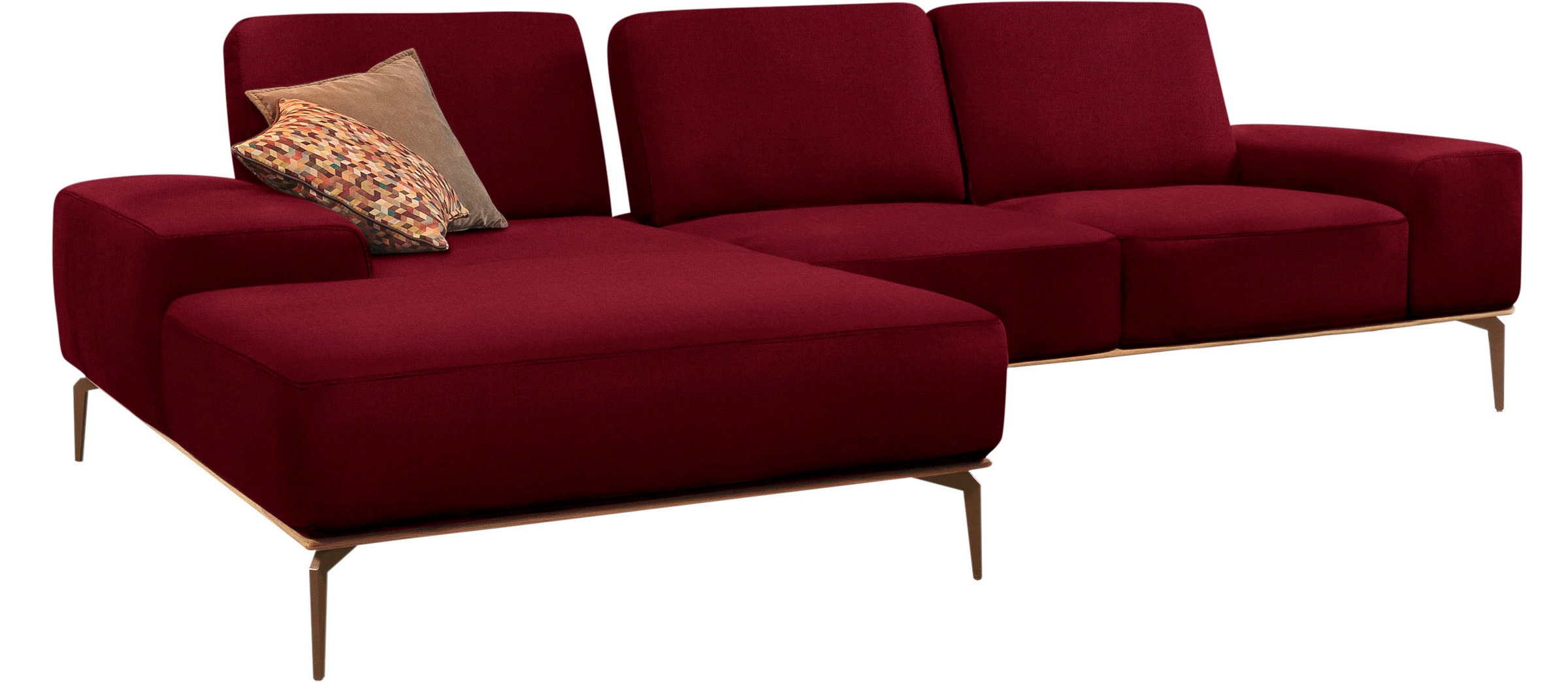 W.SCHILLIG Ecksofa »run, Designsofa mit tollem Sitzkomfort, L-Form«, mit Holzsockel, Füße in Bronze pulverbeschichtet, Breite 299 cm