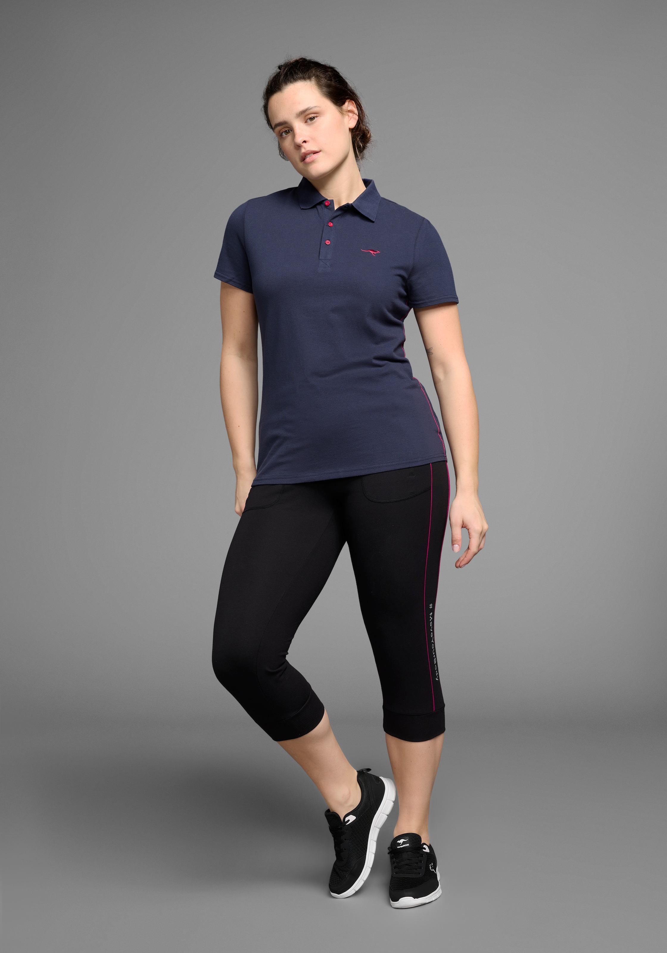 KangaROOS Poloshirt Kurzarm,  unifarben,  Polokragen,  aus Baumwolle, große Größen